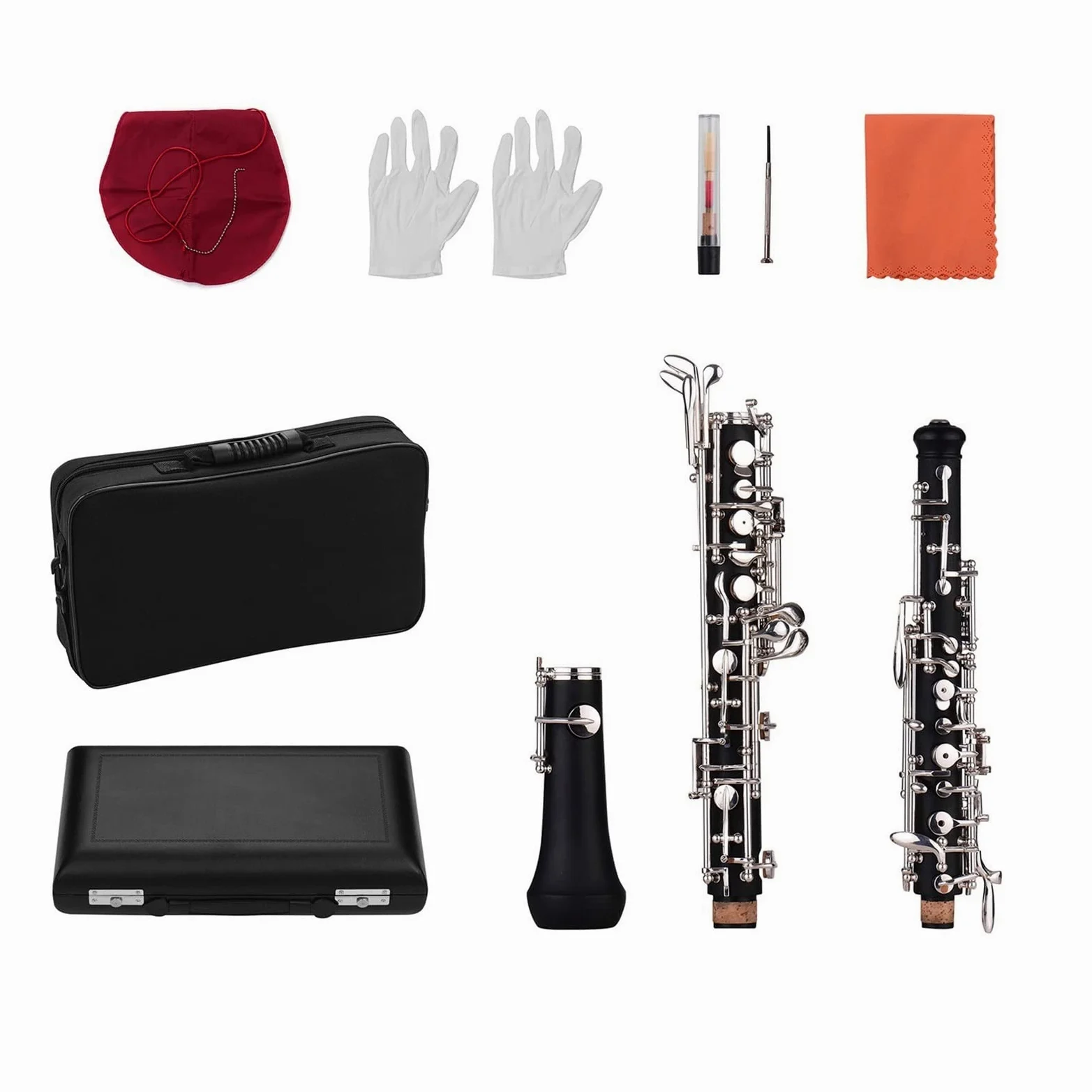 Parti oboe Strumento Placcato Oro Stile Semi-automatico In Stile Semi-automatico Di Oboe C Con Oboe Reed (Color : Silver-plated)