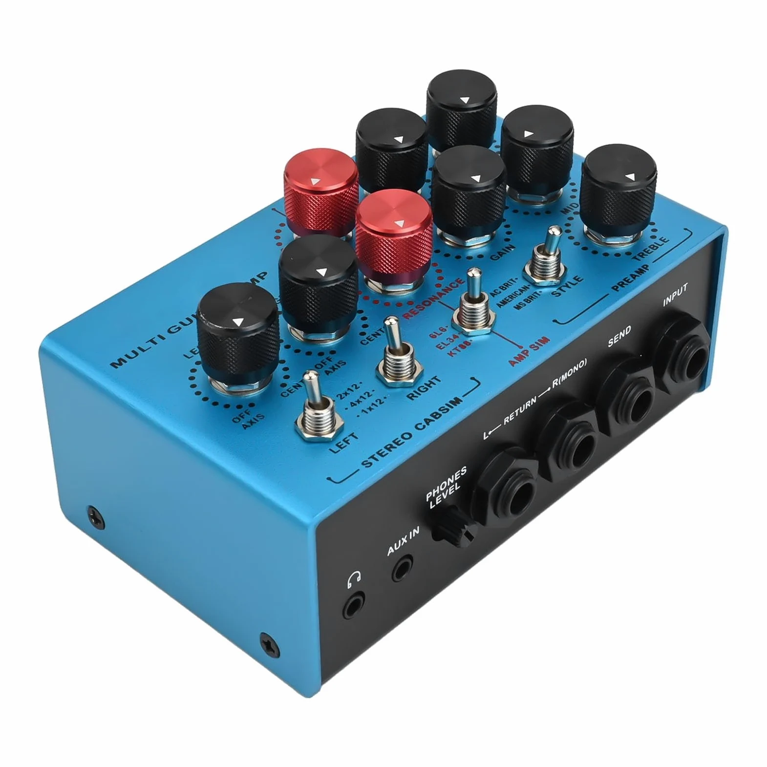 Pedale per effetti preamplificatore per chitarra elettrica, simulatore di amplificatori per chitarra con scatola stereo Cab Sim Loop Box, Multi processore, uscita TRS DI compatta