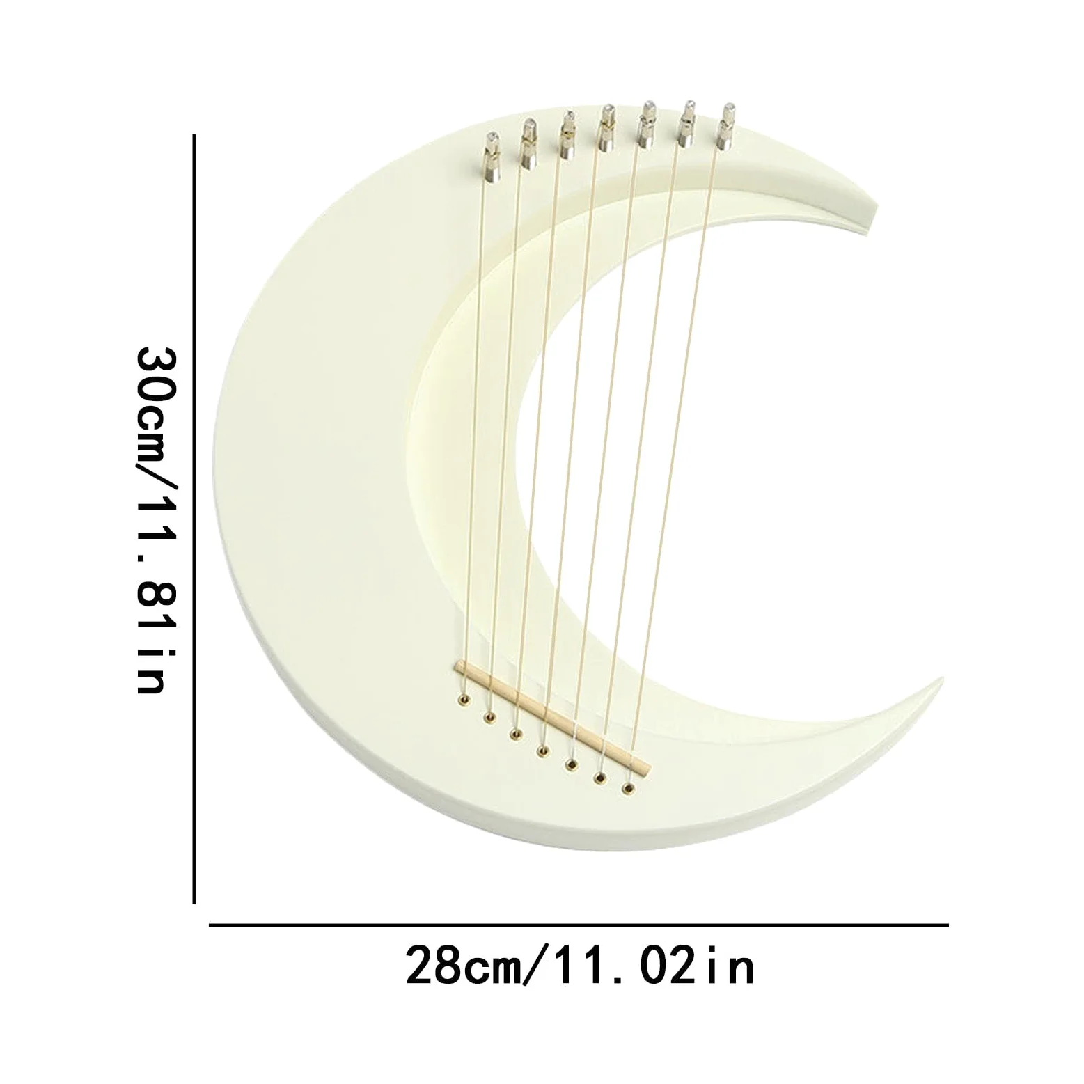 Strumento musicale arpa a lira,arpa a lira a,Arpa a lira in | legno Moon 7 corde Pianoforte a lira - Strumento musicale portatile Strumento arpa con chiave per accordatura per bambini e p