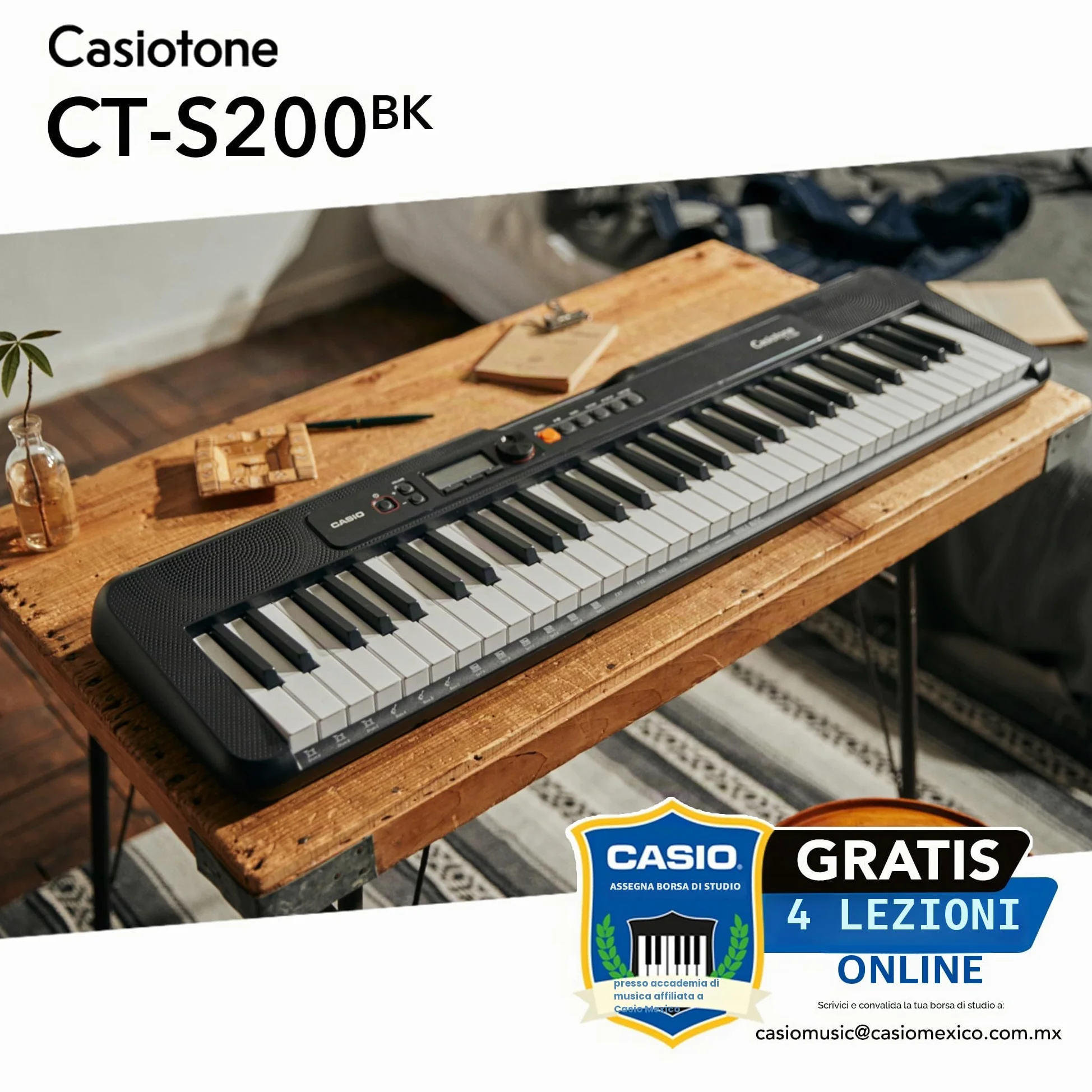 CASIO TONE CT-S200BK tastiera 61 tasti, nero