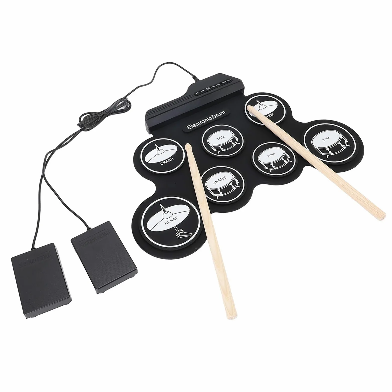 Pad per Batteria Elettronica Portatile USB, Set di Batteria Elettronica Pieghevole a Mano per Principianti, qualità del Suono Realistica, Metronomo per Musica Latina Pop Rock, Ottima Scelta