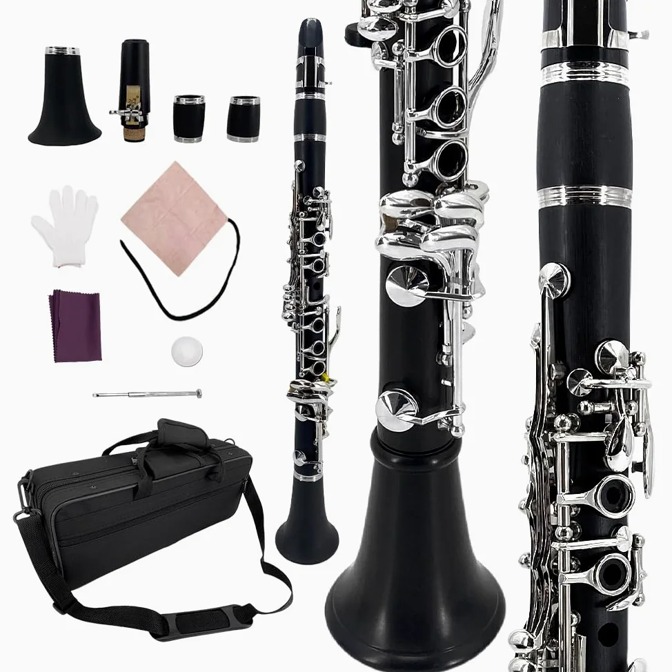 Clarinetto professionale in ebanite con chiave in Mib e flat clarinetto buon suono con custodia (tasto eb)