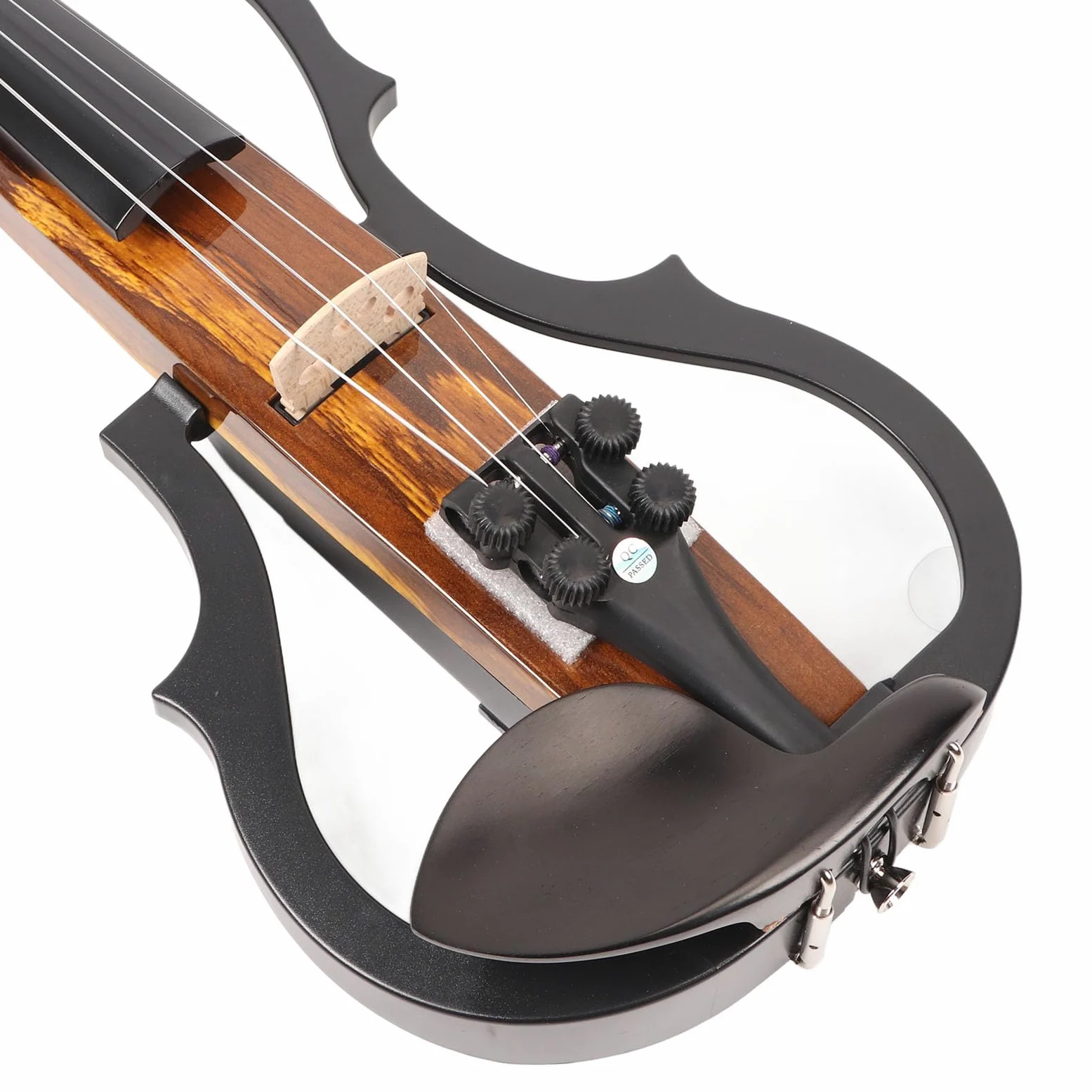 Violino elettrico silenzioso full size 4/4 con corpo in fibra di carbonio, timbro regolabile, pickup integrato e connettività del metodo audio per la pratica quotidiana