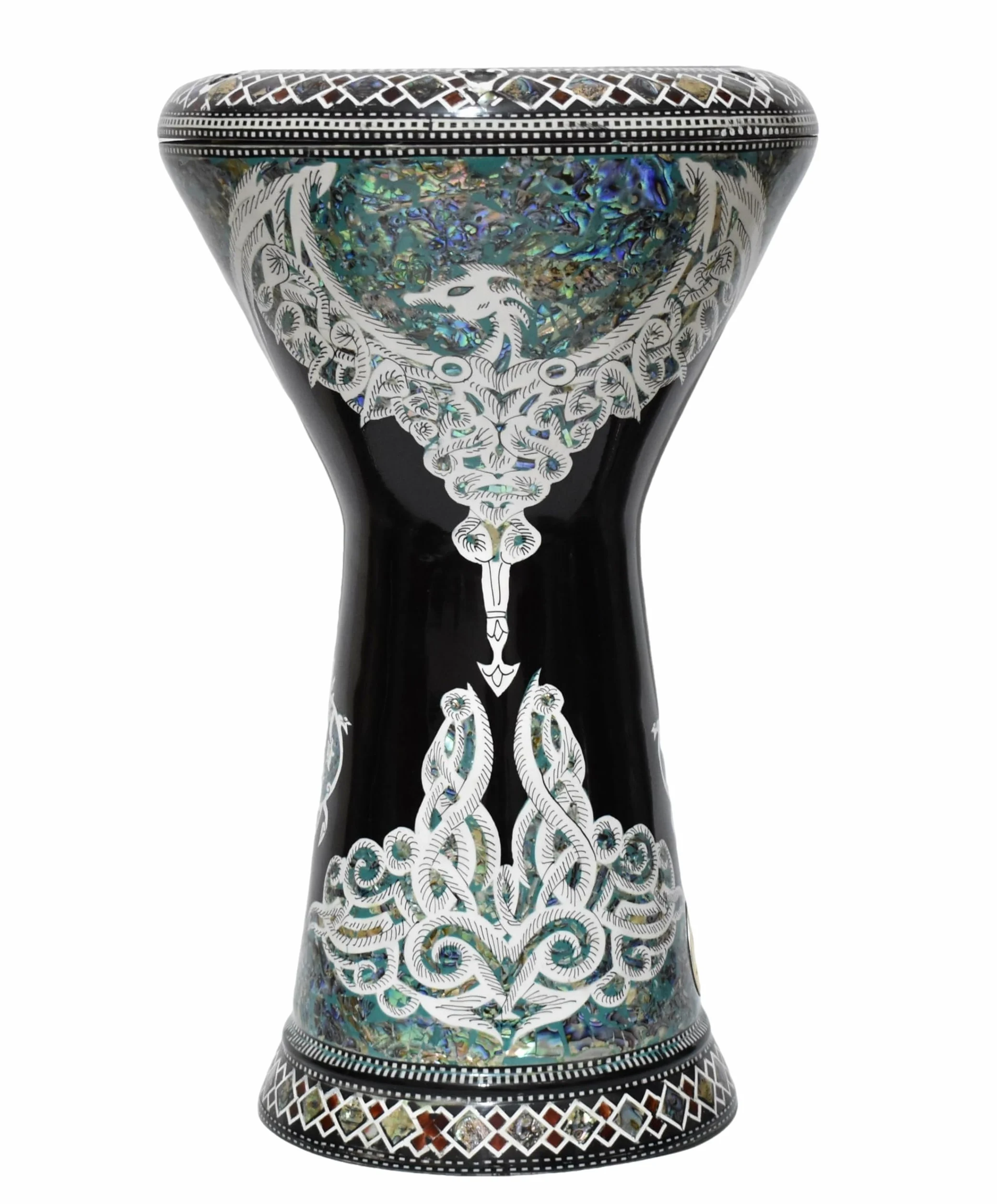 M42 19 "Blue Mother of Pearl Drum Darbuka tabla doumbek Gawharet El Fan strumento musicale egiziano fatto a mano