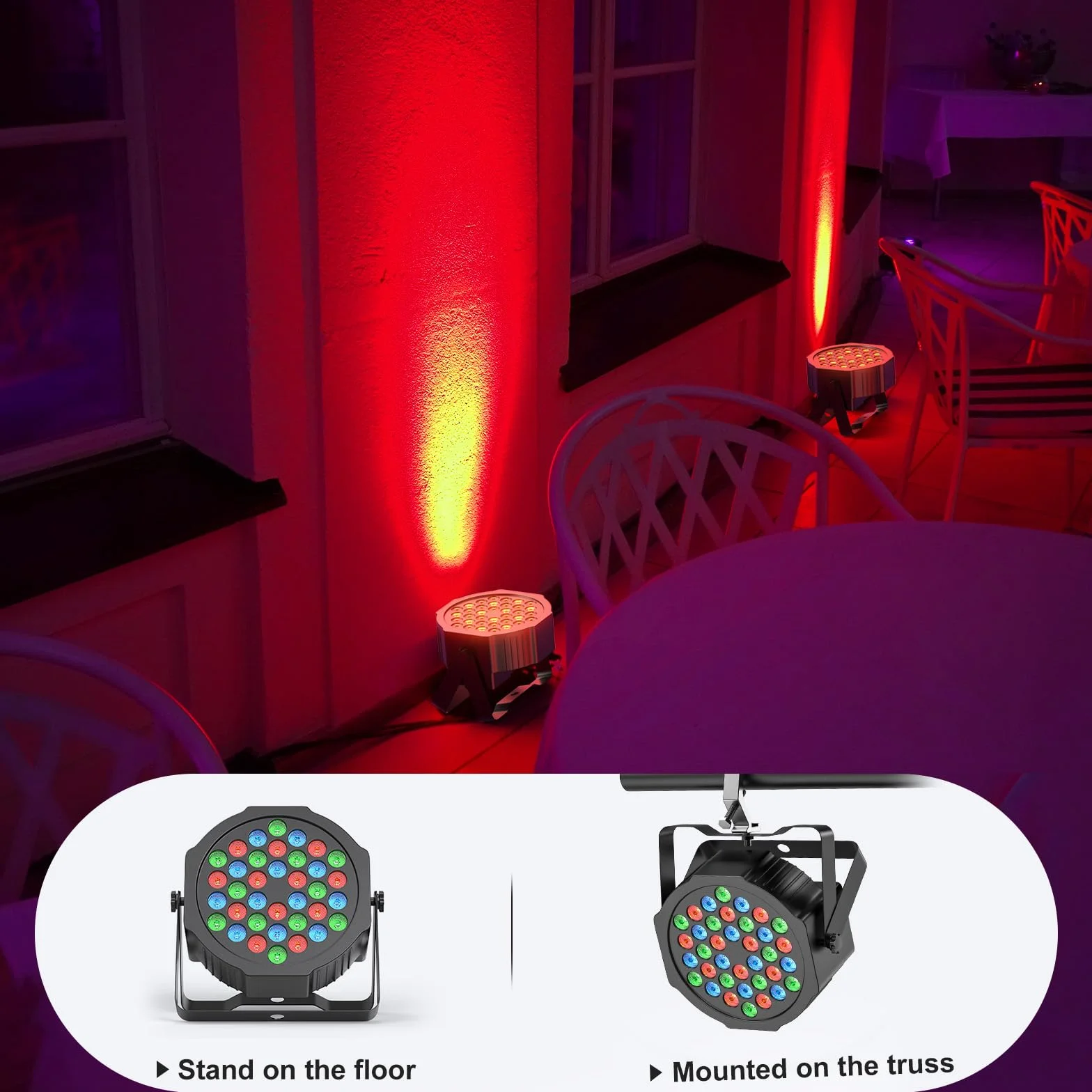 LED Par a Batteria, 4 Pezzo 36W RGB a Batteria, LED Faretto con Telecomando, Luce Discoteca per DJ, Club, Festival