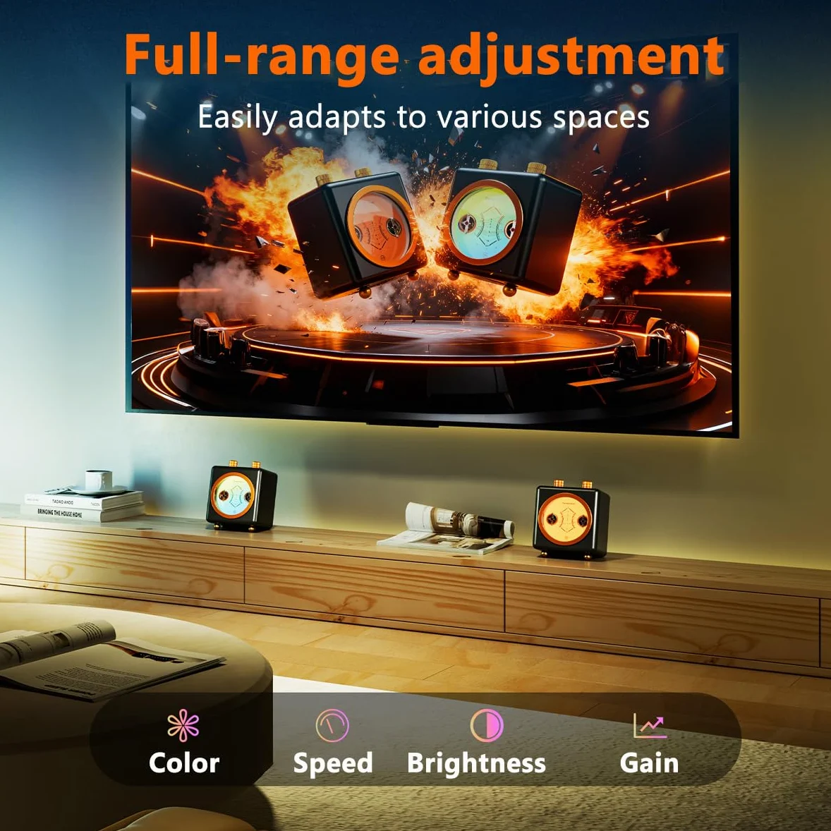 Luce audio VU Meter, luce ritmica musicale con luminosità regolabile e colore della retroilluminazione, regolazione a gamma completa per giochi e uso desktop