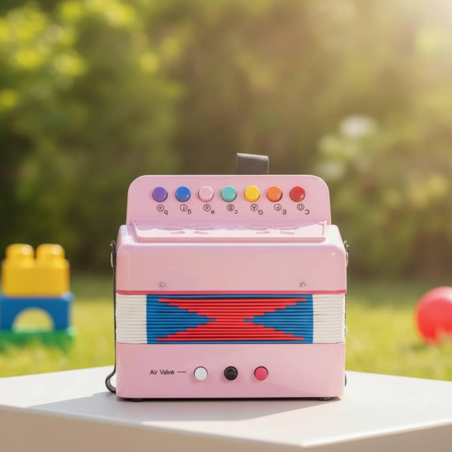 Fisarmonica Giocattolo Compatta Fisarmonica a 7 Tasti Facile da Imparare Strumento Musicale per Scuola Prescolare , Rosa
