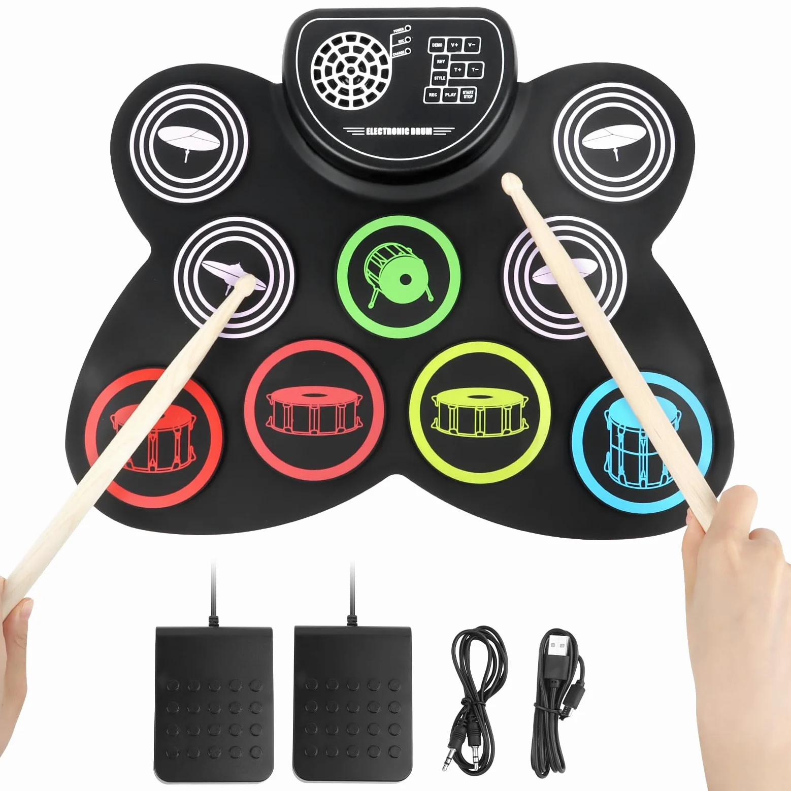 Batteria Elettronica per Adulti e Bambini - Strumento Musicale Professionale con Cuffie, Luci e Effetti Sonori - Ideale per Principianti ed Esperti