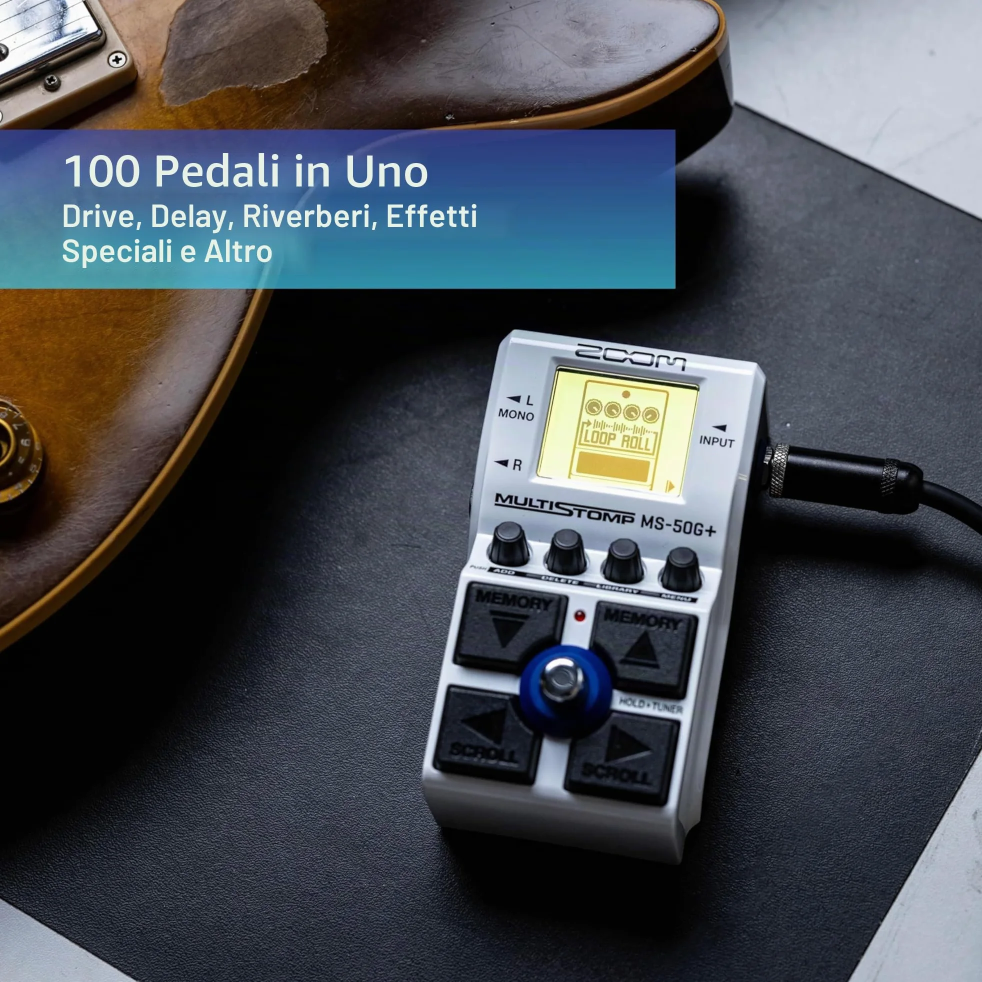 Zoom - MS-50G+ - Pedale Effetti Chitarra, Pedale Singolo, 100 effetti, Uscite Stereo, Accordatore, Dotato di Drive, Modulazioni, Ritardi, Riverberi, Compressori e altro ancora