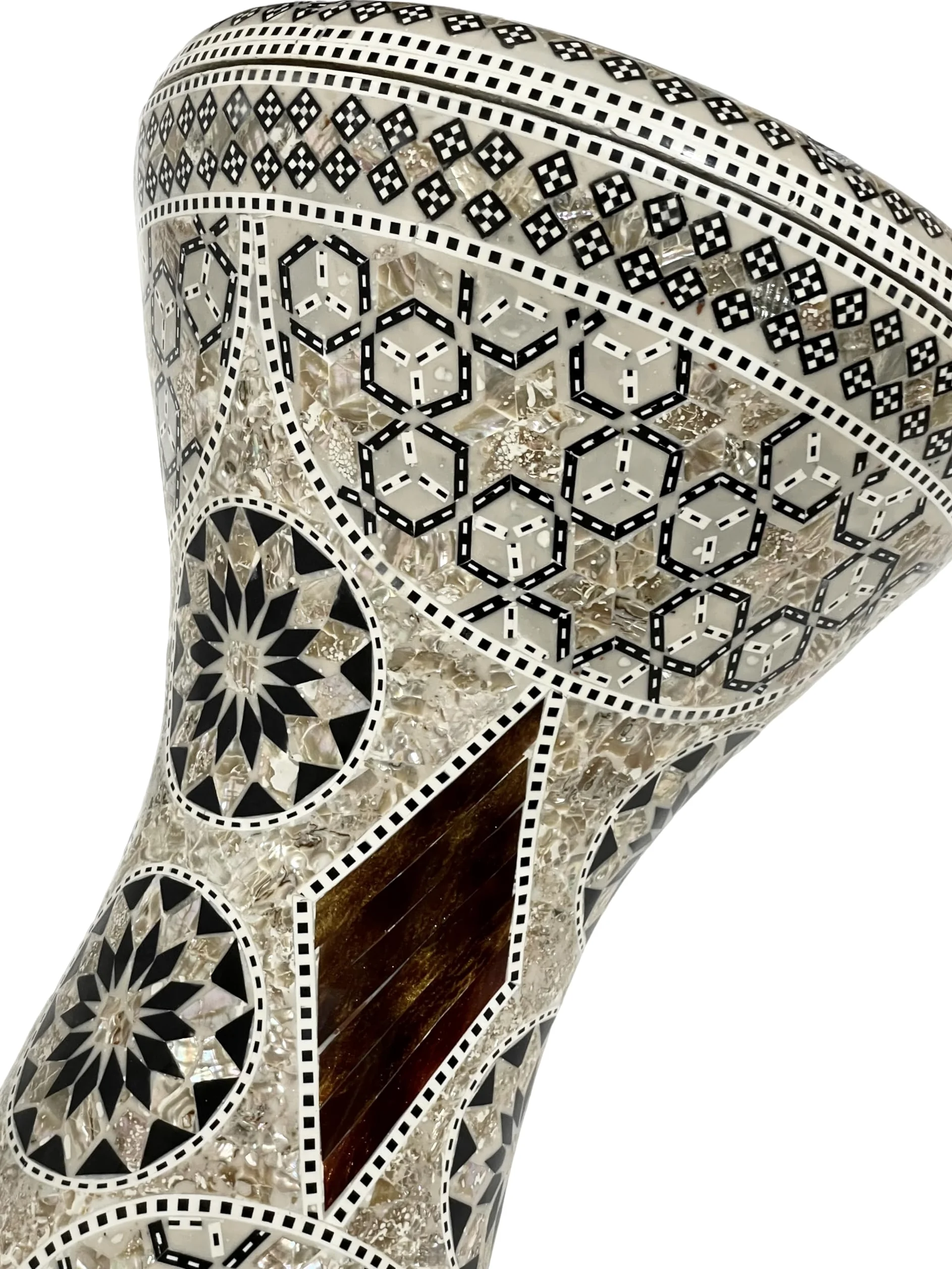 Novità Gawharet El Fan 17" Drum Darbuka tabla doumbek strumento musicale in madreperla egiziano fatto a mano con borsa (Sea Star 43,2 cm)