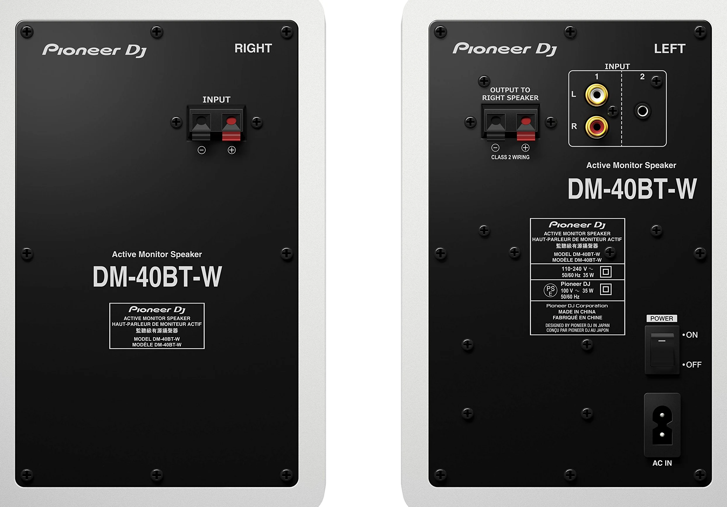 Pioneer DJ, DM-40BT-W, Coppia di monitor Bluetooth, bianco