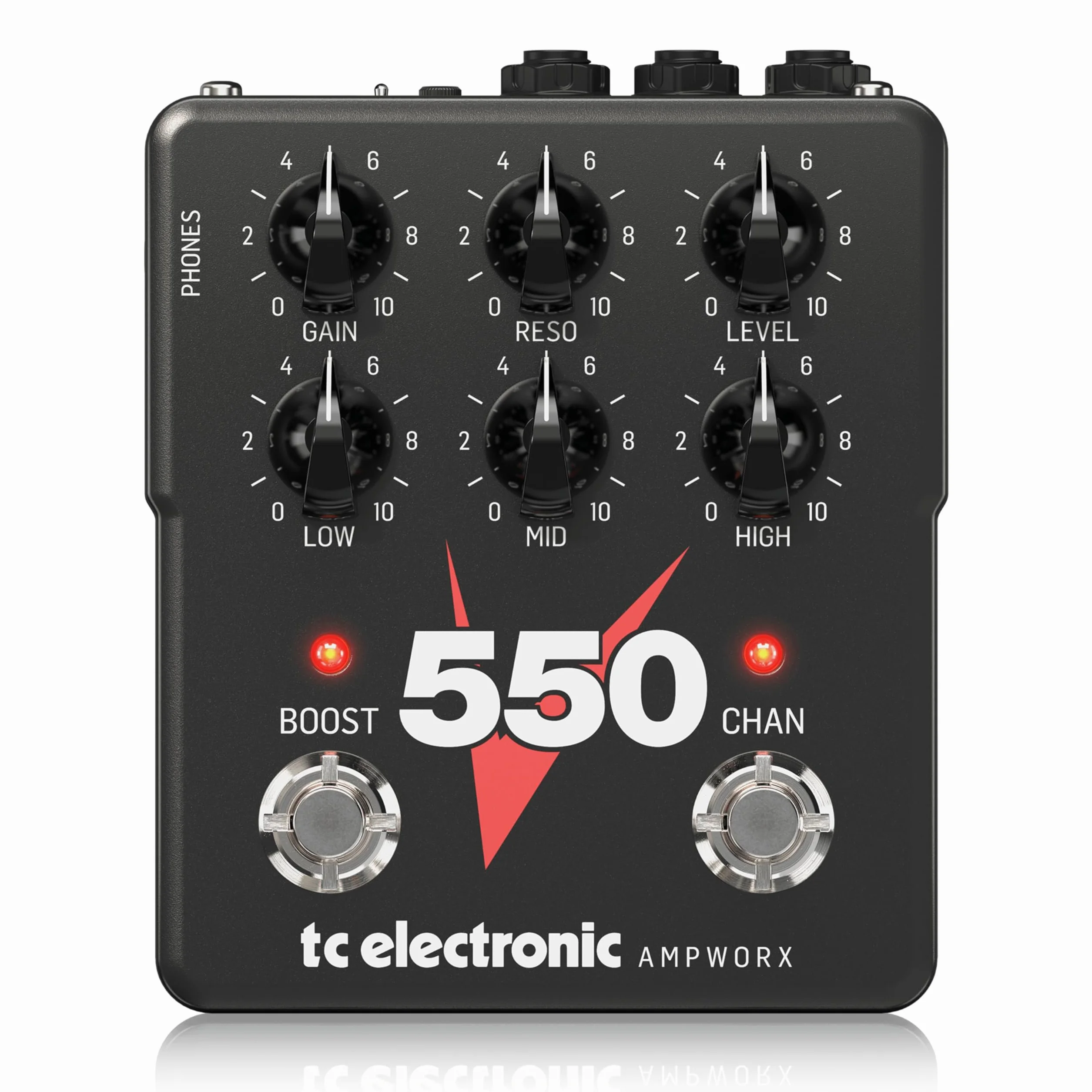 TC Electronic V550 PREAMP Pedale per Chitarra | Preamp per Chitarra a Due Canali con Controlli Indipendenti dei Canali, Potenziamento Pre/Post e Uscite Dedicate per DI e Cuffie