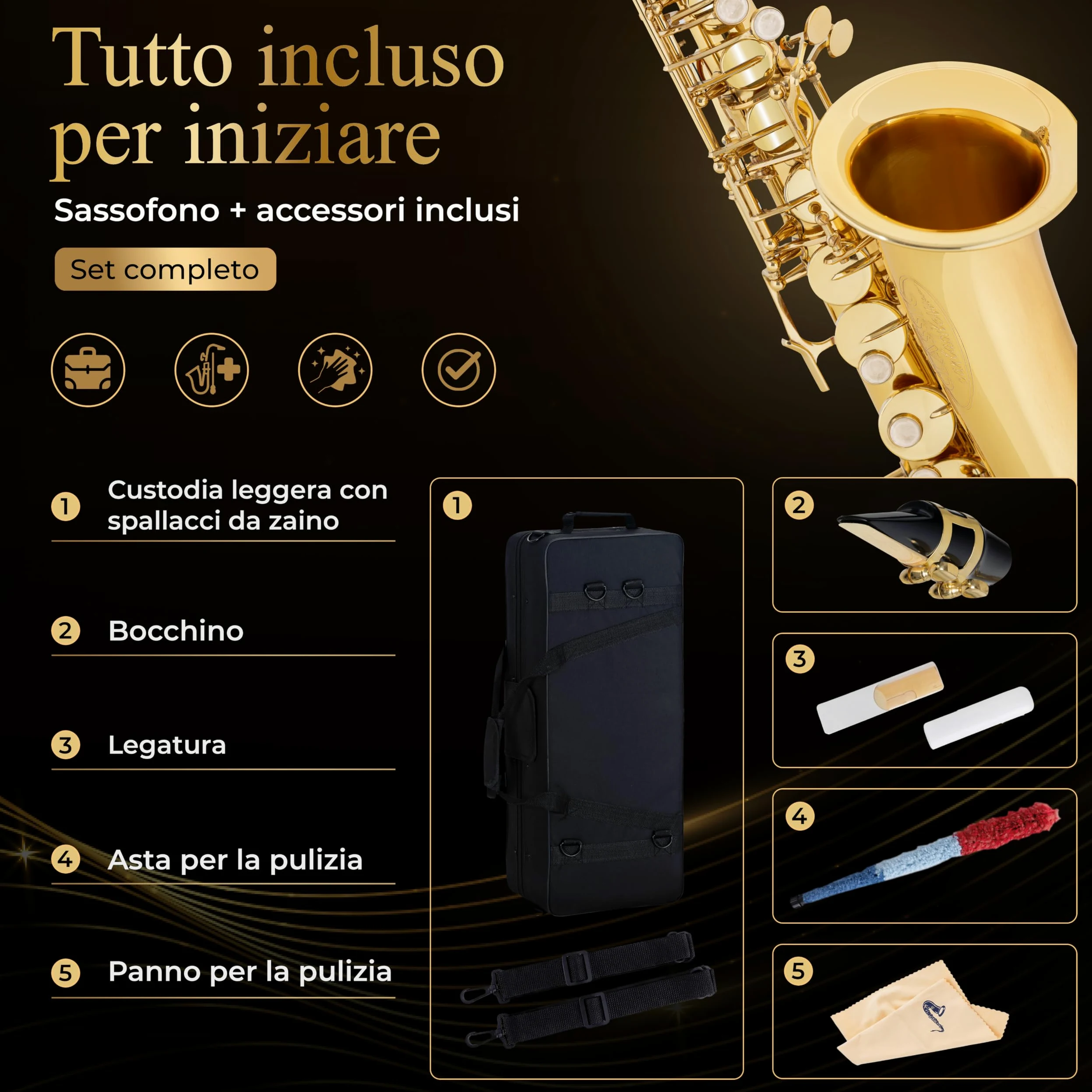 Classic Cantabile Youngstar AS-420 Sassofono Alto per Bambini, Generale | Meccanica ergonomica adatta ai bambini con chiavi ravvicinate, Privo di chiavi D#/E/F e meccanica del campanello, Peso: 1