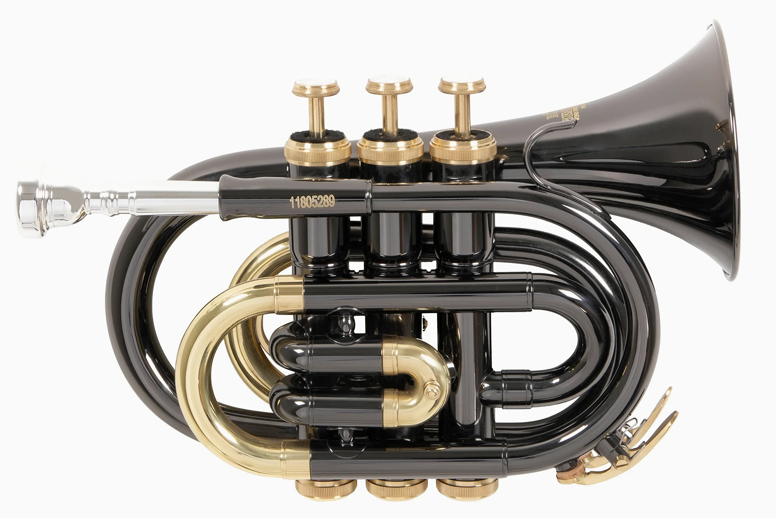 Roy Benson Bb pocket trumpet PT-101K (campana in ottone di precisione, leadpipe in ottone dorato, tromba tascabile di qualità, inclusa custodia protettiva rettangolare), Antracite