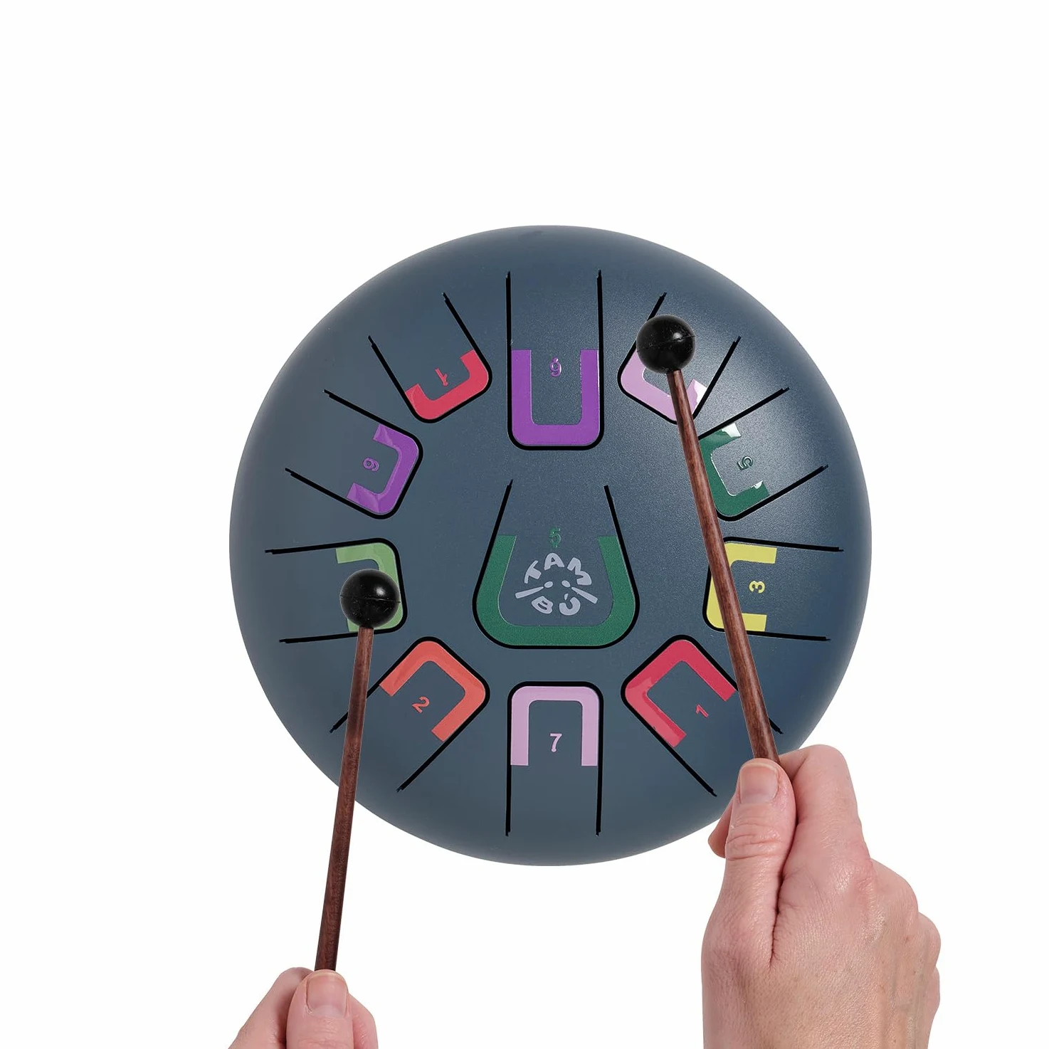 TAMBÚ - Tamburo in acciaio, 20,3 cm, 11 note, Handpan, strumento a percussione metallico (blu opaco)