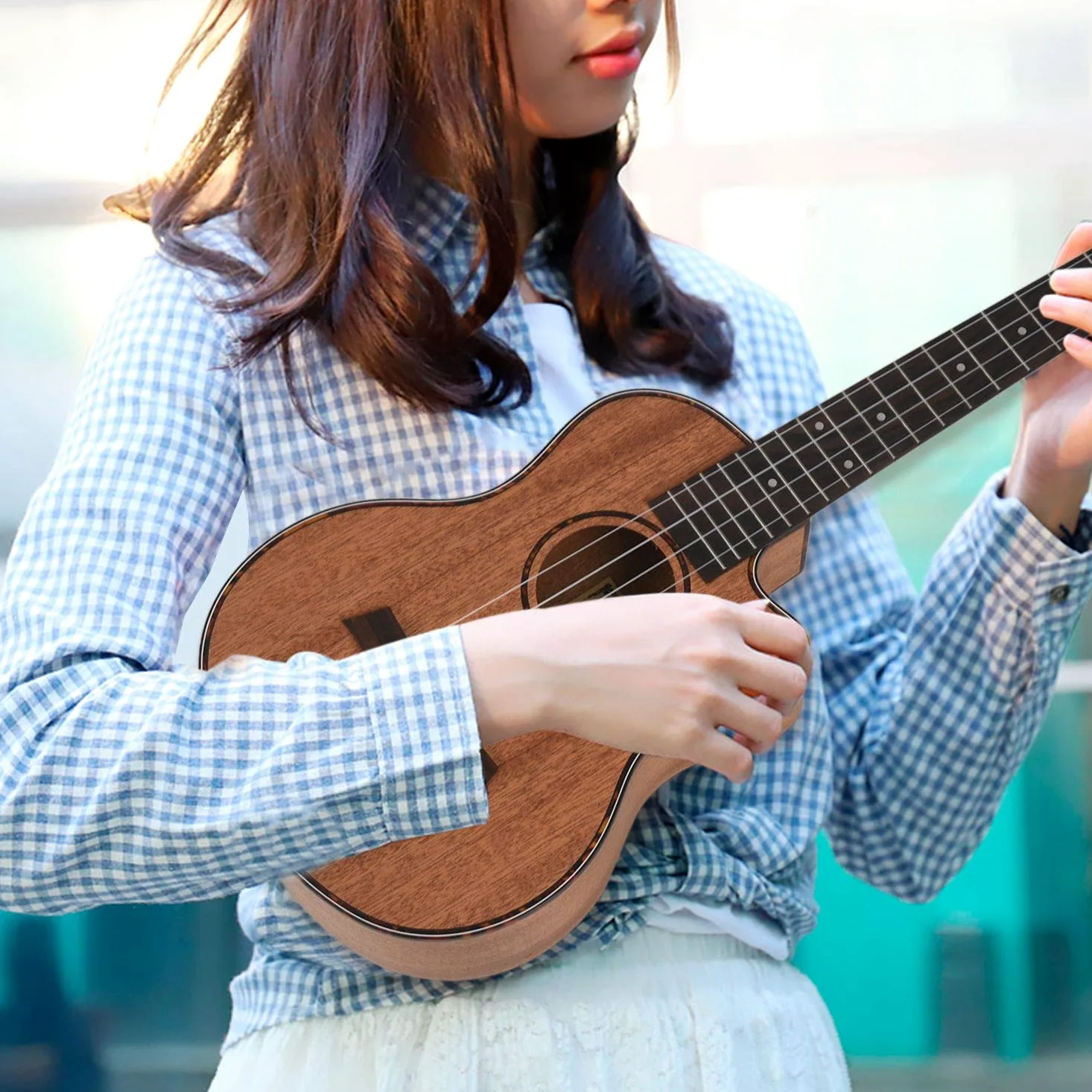 Orton Ukulele tenore acustico da 66 cm, 4 corde, in legno di mogano, strumento musicale da viaggio
