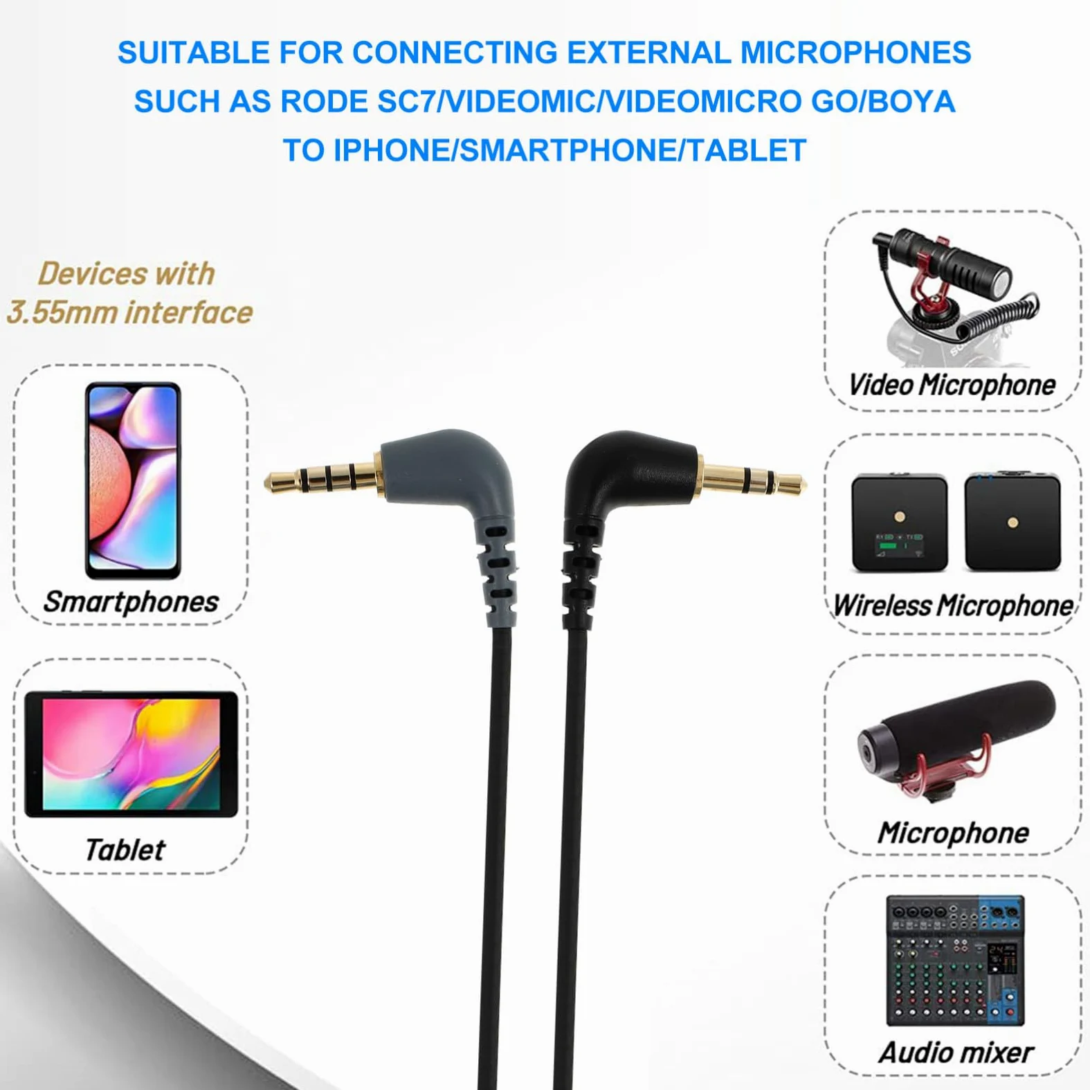 3pezzi Audio Per Microfono Adattatore Per Smartphone Design Resistente Connettori Placcati Per Registrazione Video