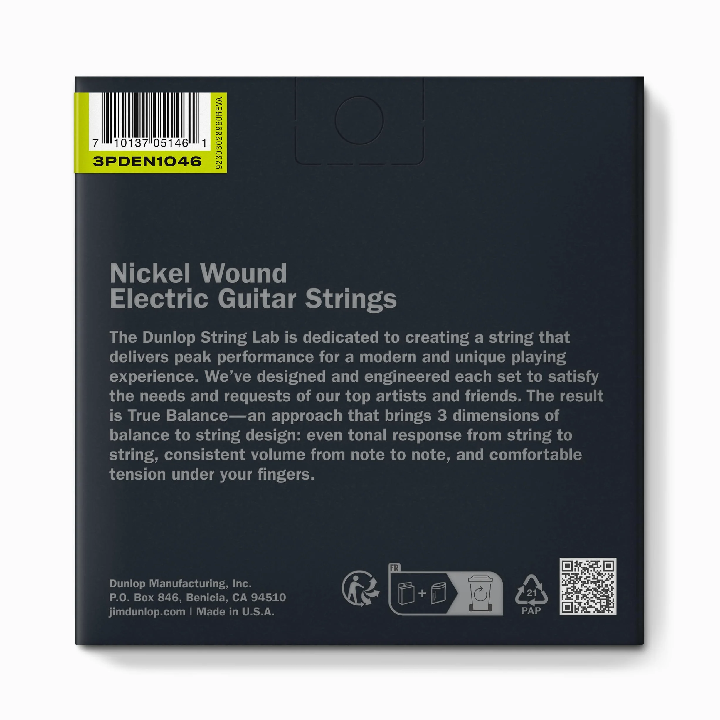 Dunlop 3PDEN1046 - Corde per chitarra elettrica, in nichel, misura media, 10 - 46, confezione da 3