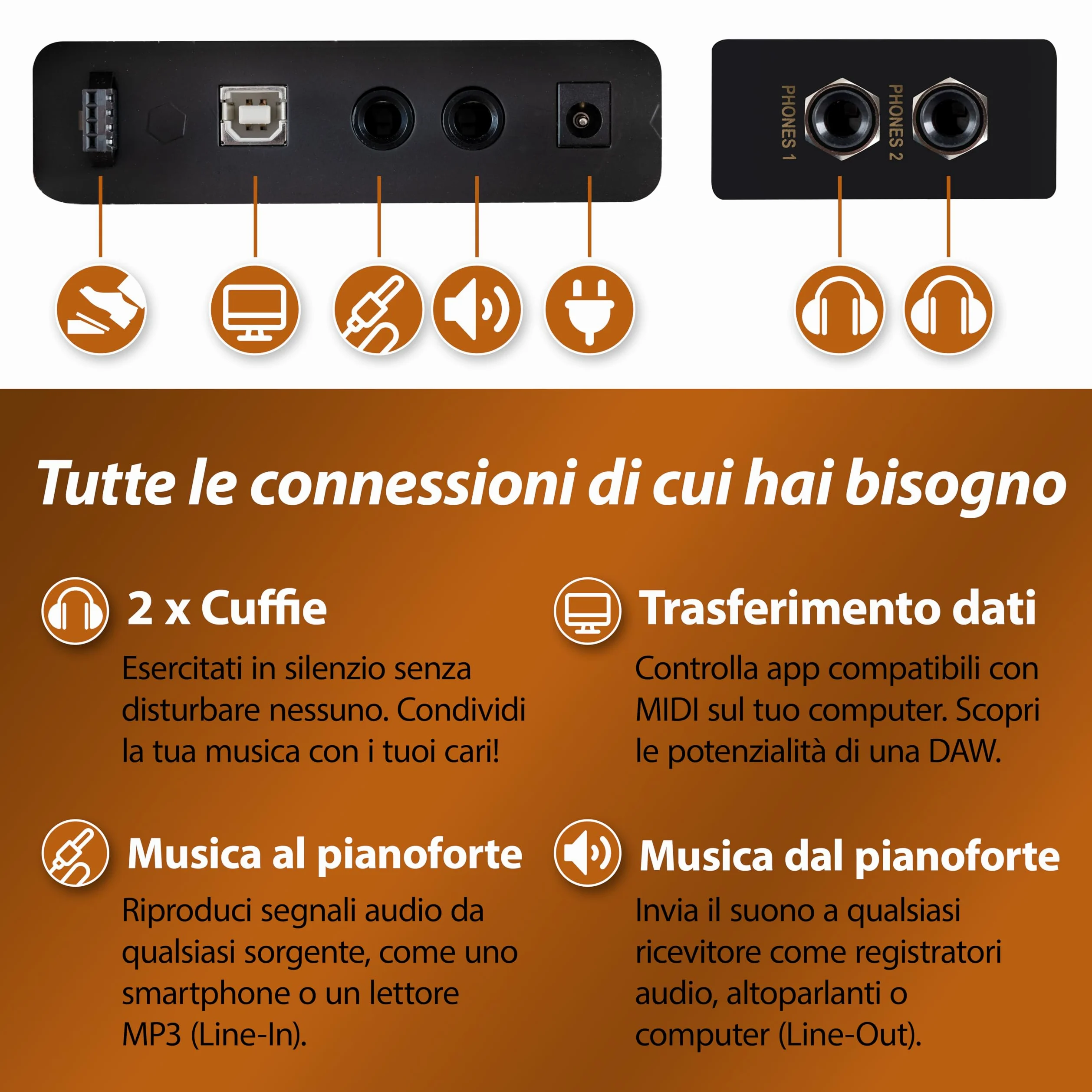 Classic Cantabile DP-50 SM Pianoforte digitale - 88 Tasti con tastiera pesata hammer action - Pianola musicale con USB, 32 polifonia, 14 voci, 3 pedali - Piano digitale per scuola - Nero opaco