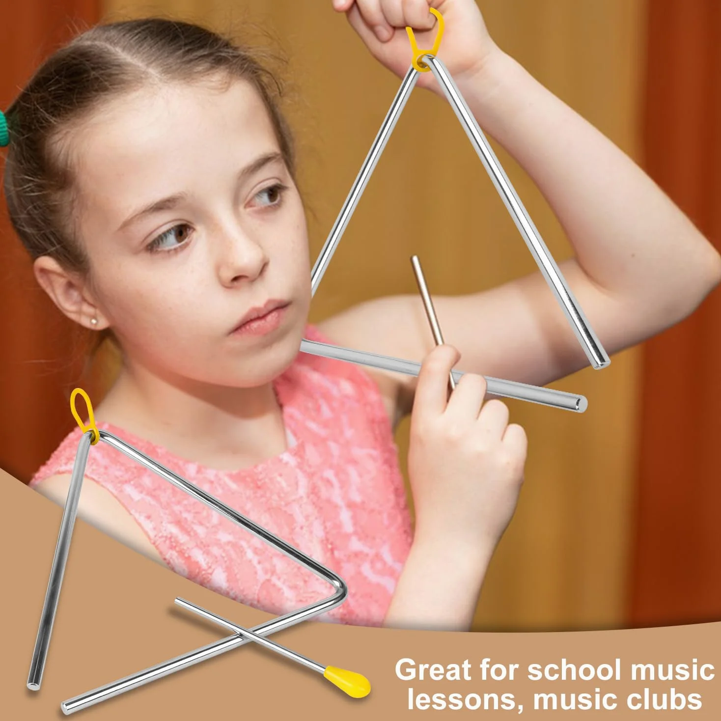 8 strumenti musicali a percussione triangolare, strumento triangolare con percussione, strumento a percussione ritmica a mano per lezioni di musica, concerti, esibizioni di band, feste (7/8/9