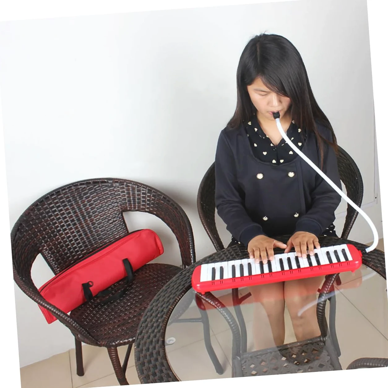 Melodica 37 Tasti Strumento a Chiave Con Custodia Rossa Leggera Portatile Strumento Musicale Per Principianti Amanti Musica