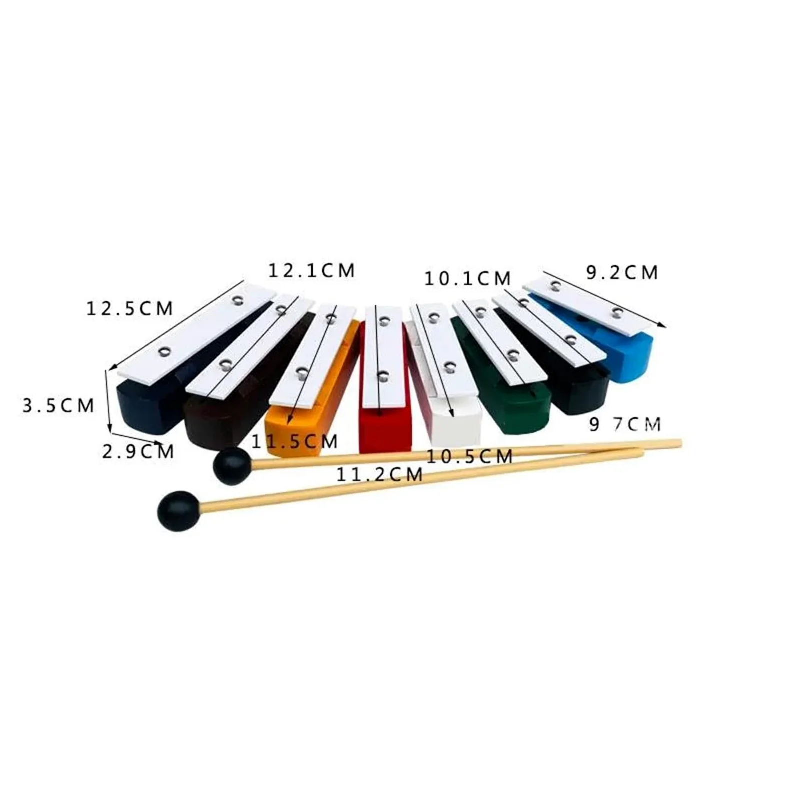 Xilofoni Percussion Kit Xilofono Piastra In Alluminio A 8 Toni E Mattone Sonoro In Legno Con Martello Percussivo