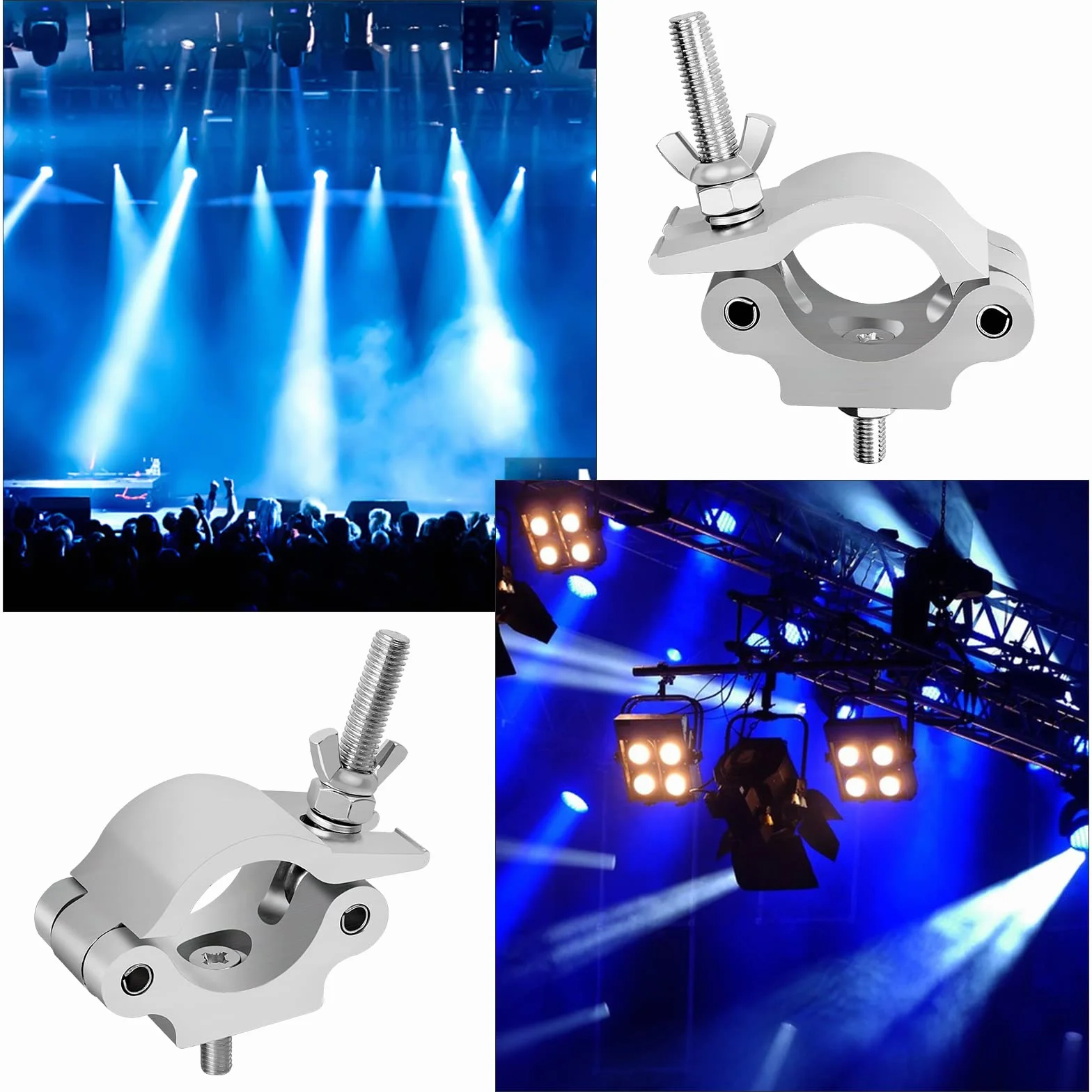 2 Pcs Morsetto per Luci DJ da Palco 38-54mm, O-Clamp Morsetto a Gancio in Lega di Alluminio, Montare Morsetti Mezzo Accoppiatore con Dadi Ad Alette, Morsetto da Palcoscenico per Luci, Carico 150kg
