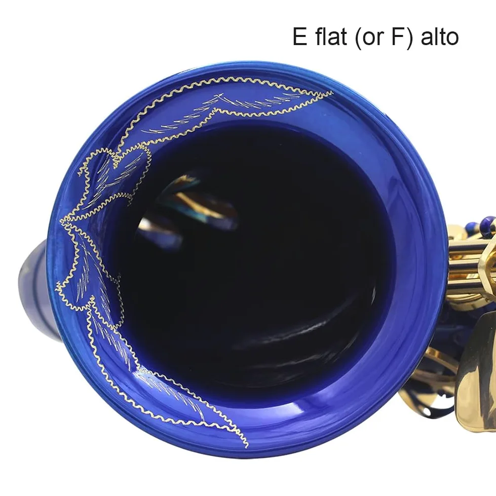 Sassofono contralto Ottone Lacca blu E Sax piatto Strumento musicale a fiato intagliato a mano per principianti per suonare strumenti musicali
