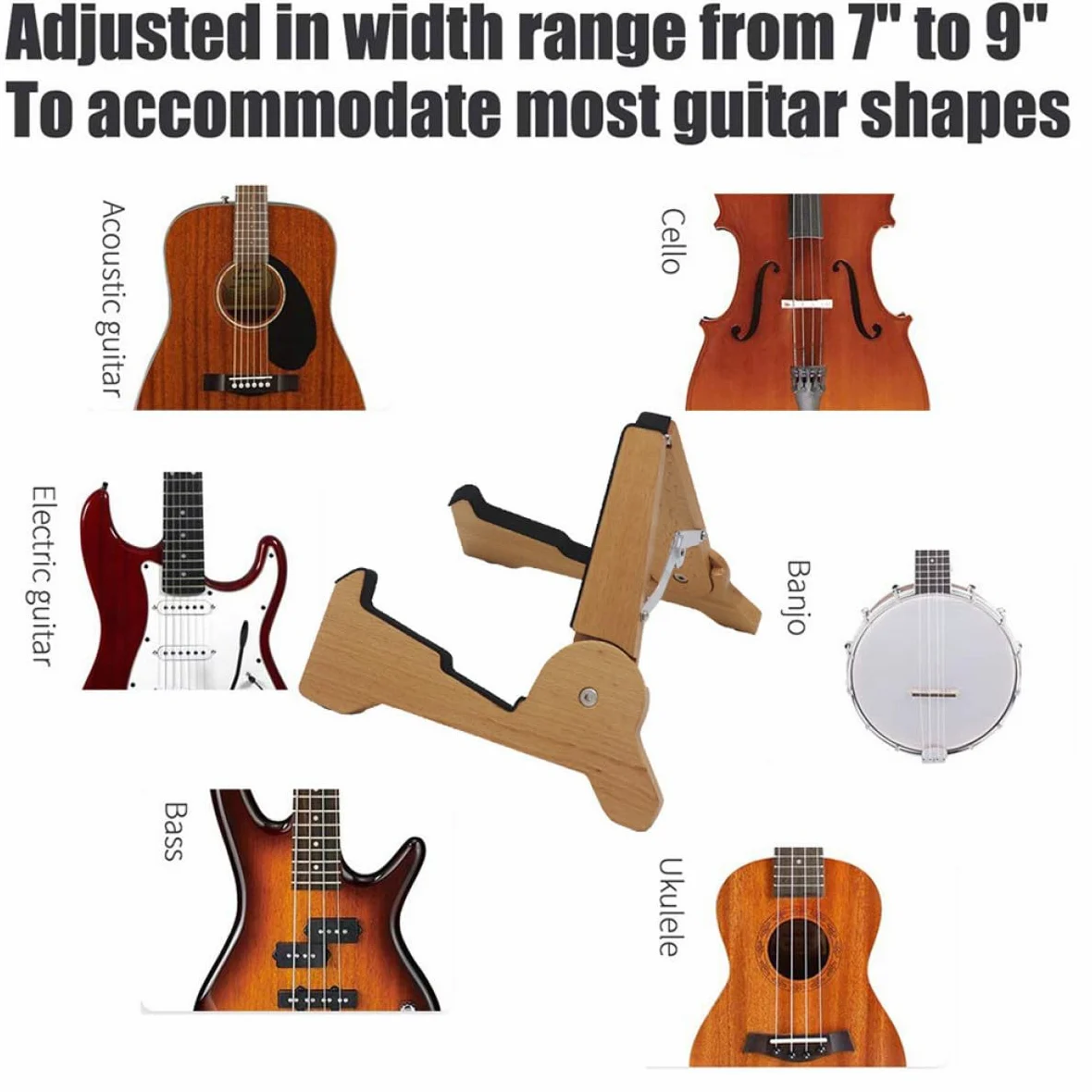 BESPORTBLE Supporto per Chitarra e Basso in Legno Leggero e Portatile, Stand per Chitarra Elettrica per Negozio di Strumenti Musicali e Utilizzo Domestico