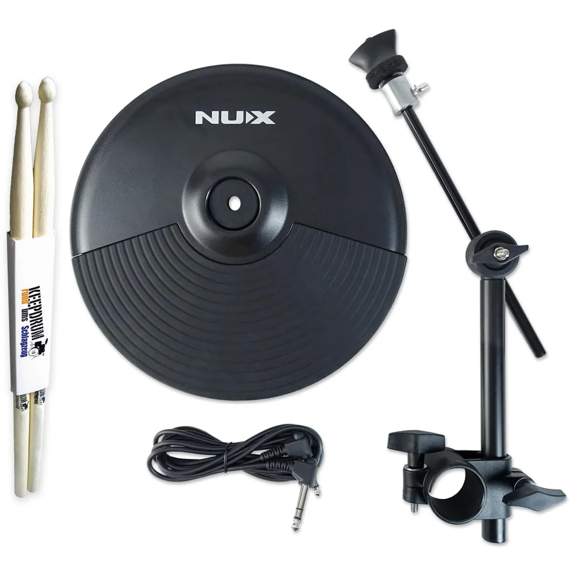Nux DM210 - Set di piatti per batteria elettrica da 10", con supporto e bacchette keepdrum