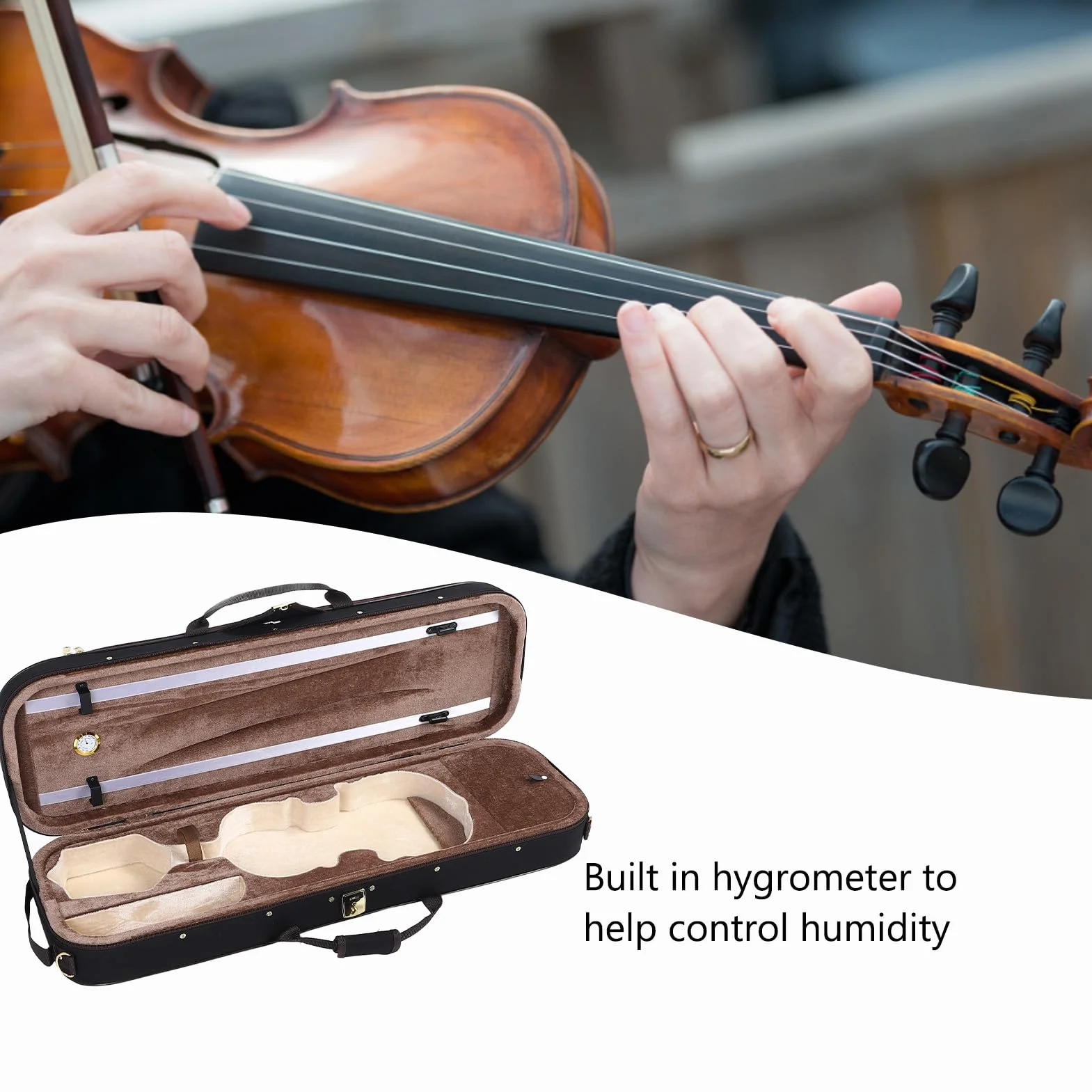 flexman Scatola per Violino 4/4, Custodia Rigida per Violino con Manico Portatile 2 Tracolle, Borsa da Viaggio per Violino, Custodia Protettiva per Strumento