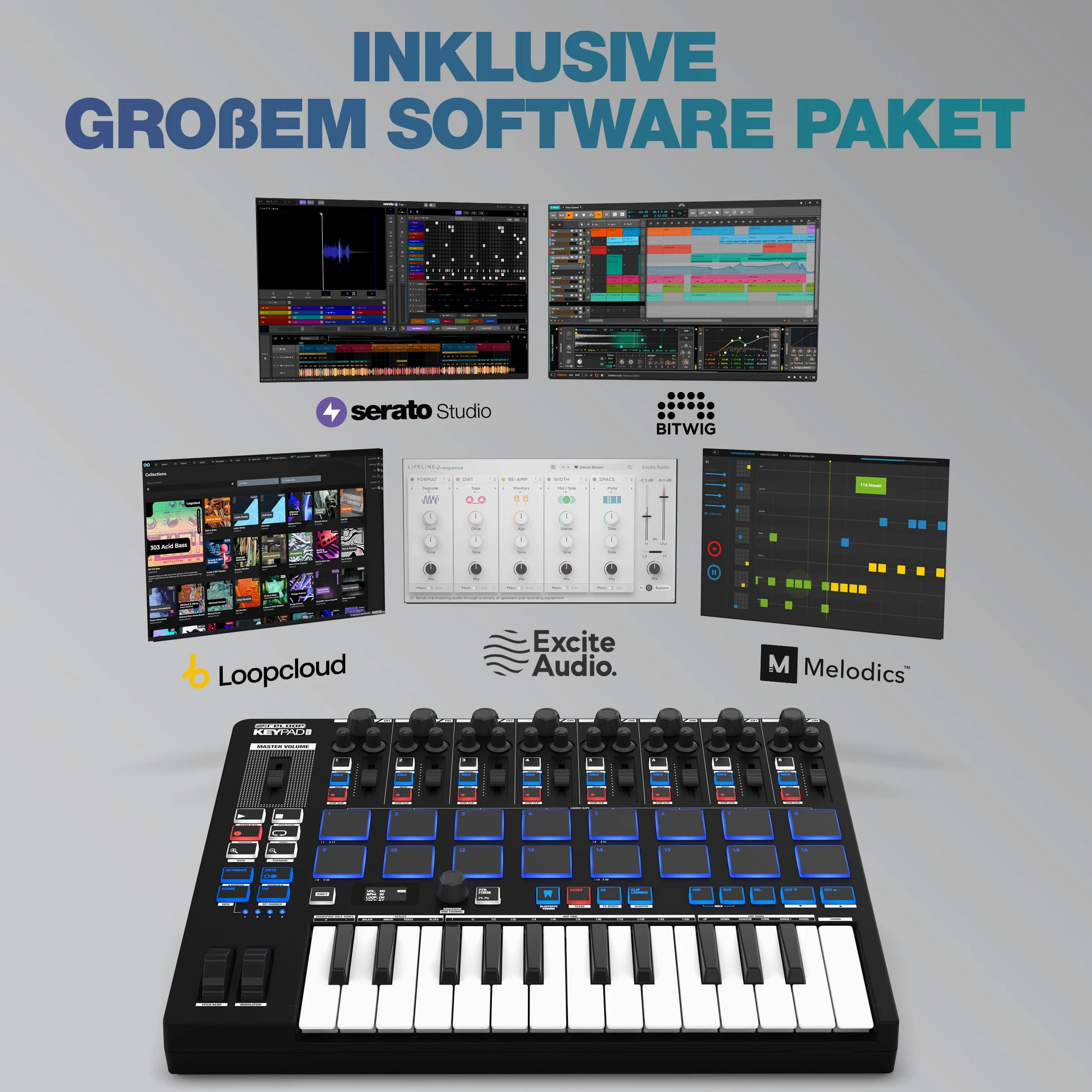 Reloop Keypad Pro - Workstation DAW compatta con MIDI wireless