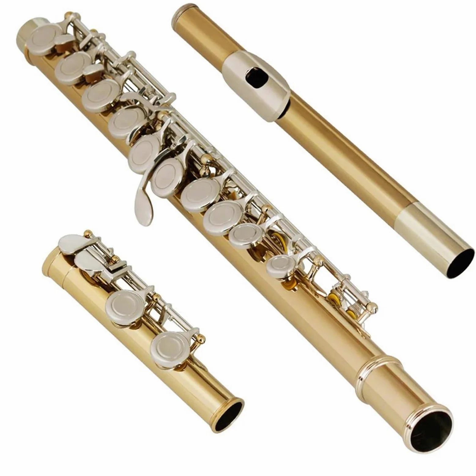 Flauto Traverso Da Concerto Con 16 Fori Chiusi/aperti Chiave In Do In Cupronichel Chiave In Argento Dorato Con Chiave In Mi Accessori