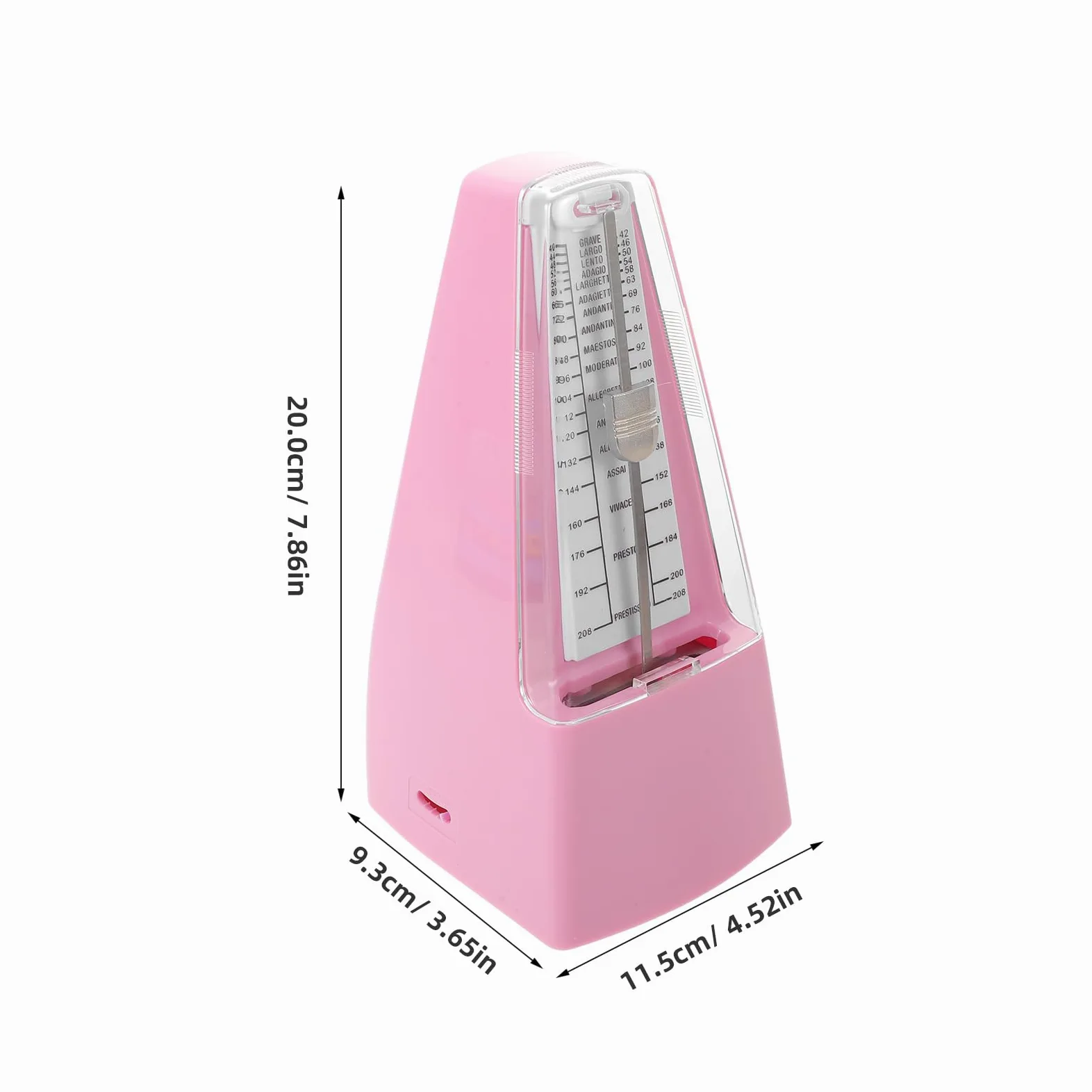Metronomo Meccanico di Precisione per Esami Pianoforte Rosa | Compatibile Chitarra e Batteria, per Studenti e Musicisti Avanzati, Portatile, Metallo e Plastico