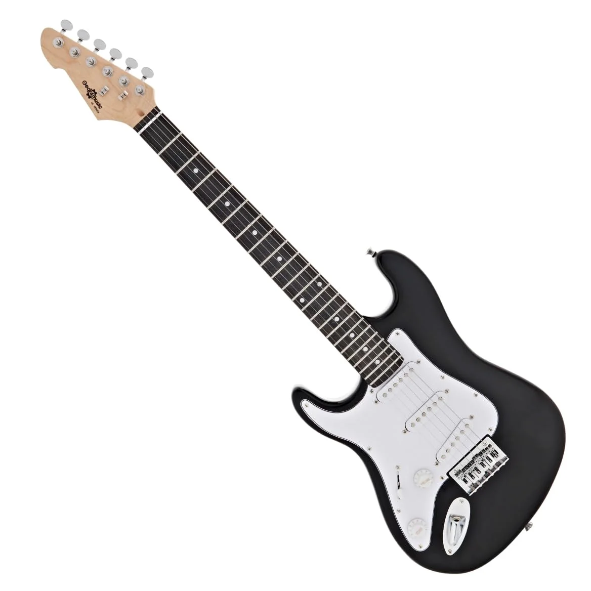 Chitarra Elettrica LA 3/4 Mancina Nera, Ampli 10W e Accessori | Per Giovani Mancini Principianti, Design Confortevole e Facile da Usare, Ampli Portatile con Uscita Cuffie, Custodia Inclusa