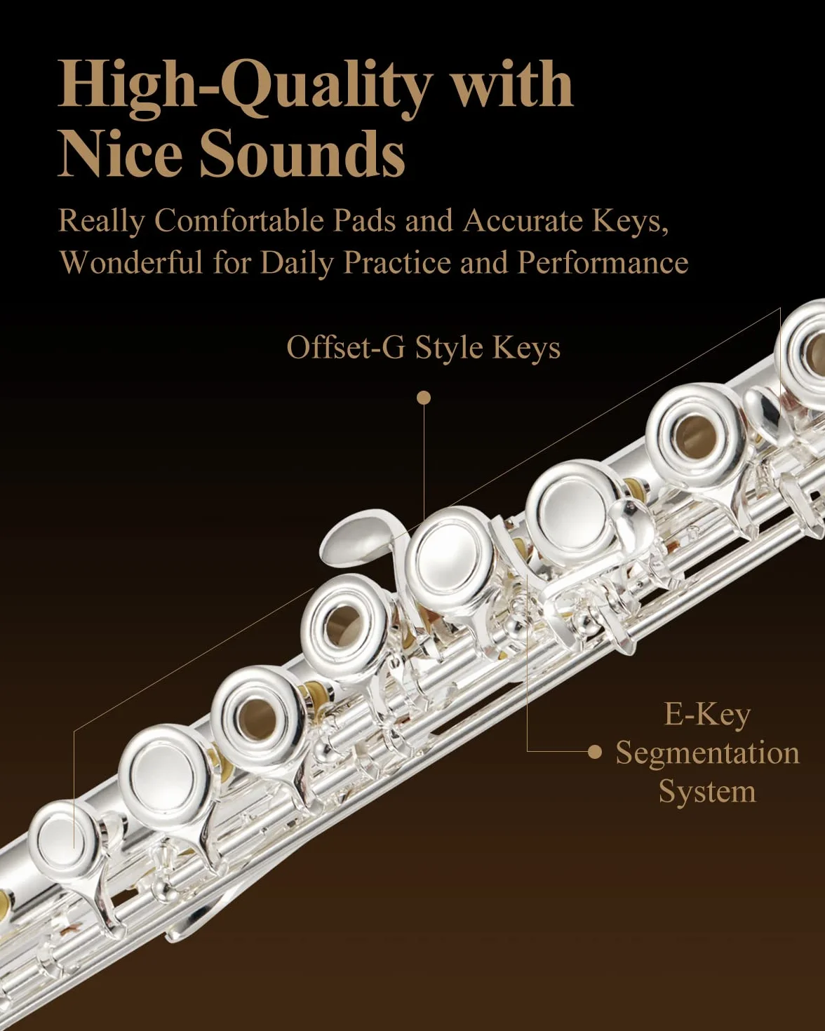 Eastar EFL-1 16 Keys Silver Plated Open/Close Hole C Flute