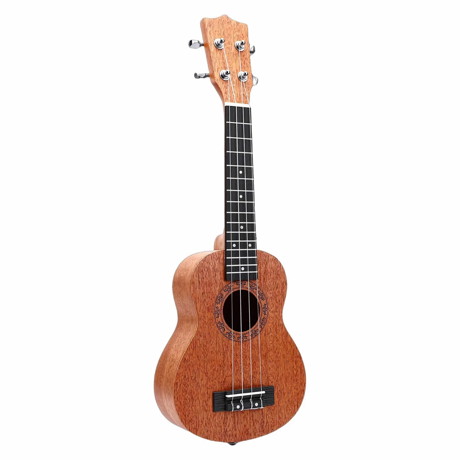 Jeffergarden Ukulele Acustico in Mogano da 21 Pollici, in Legno Massello, a 4 Corde, con Borsa Portatile, Accordatore, Cinghia, Capotasto e Plettri per Adulti, Bambini e Principianti