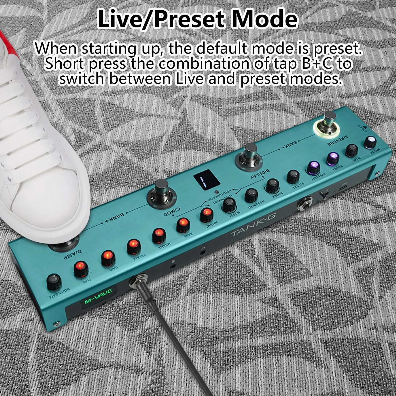 Btuty Pedale Multieffetto Per Chitarra, TANK G V2 Decelerazione, Equalizzatori A 3 Bande Uscita Bilanciata XLR 3 Delay 3 Riverberi Pedale Effetti Per Chitarra Connessione BT
