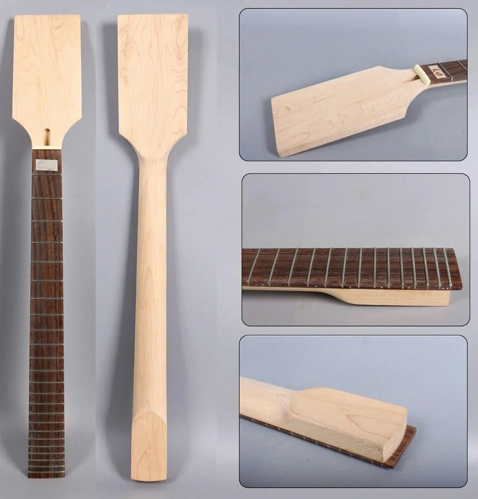 Manico for chitarra in acero baritono, testa a paletta con tastiera in palissandro da 24 tasti e 27 pollici