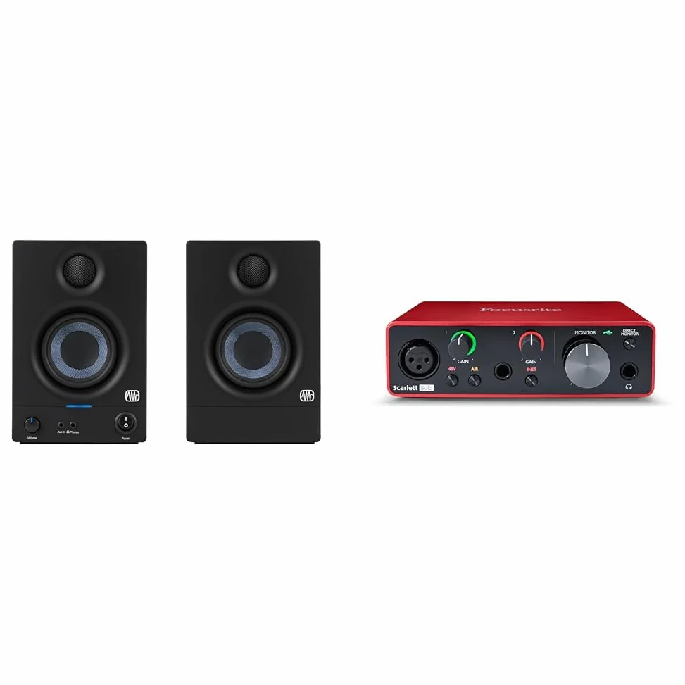 PreSonus Eris 3.5 Gen 2 — Altoparlanti desktop alimentati da 3,5 pollici per multimedia, giochi & Focusrite Scarlett Solo (terza generazione), interfaccia audio USB