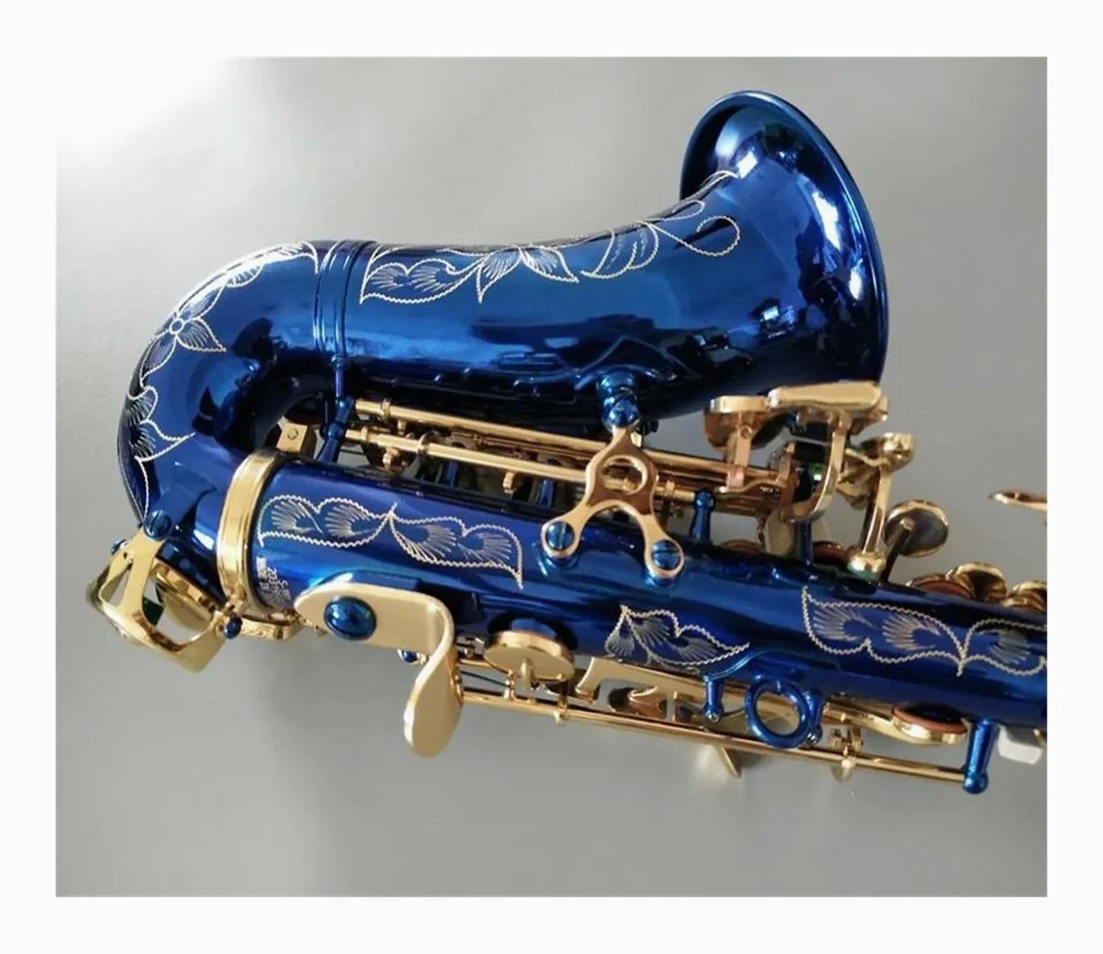 sassofono Sassofono soprano curvo blu Si bemolle in ottone blu cielo oro sax con bocchino custodia