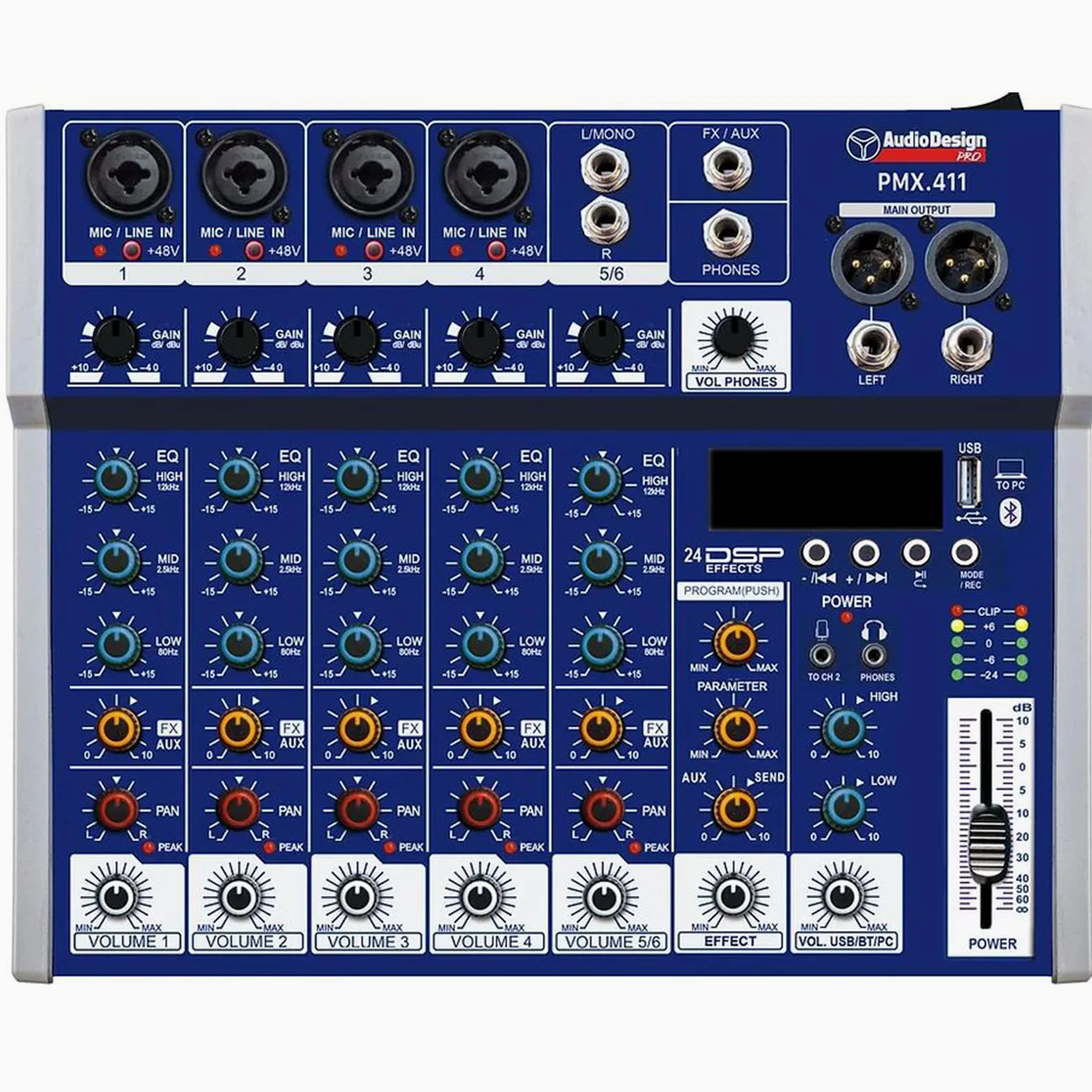 MIXER PROFESSIONALI POLIFUNZIONALI SERIE PMX.411 BLUETOOTH - INGRESSO OTTICO