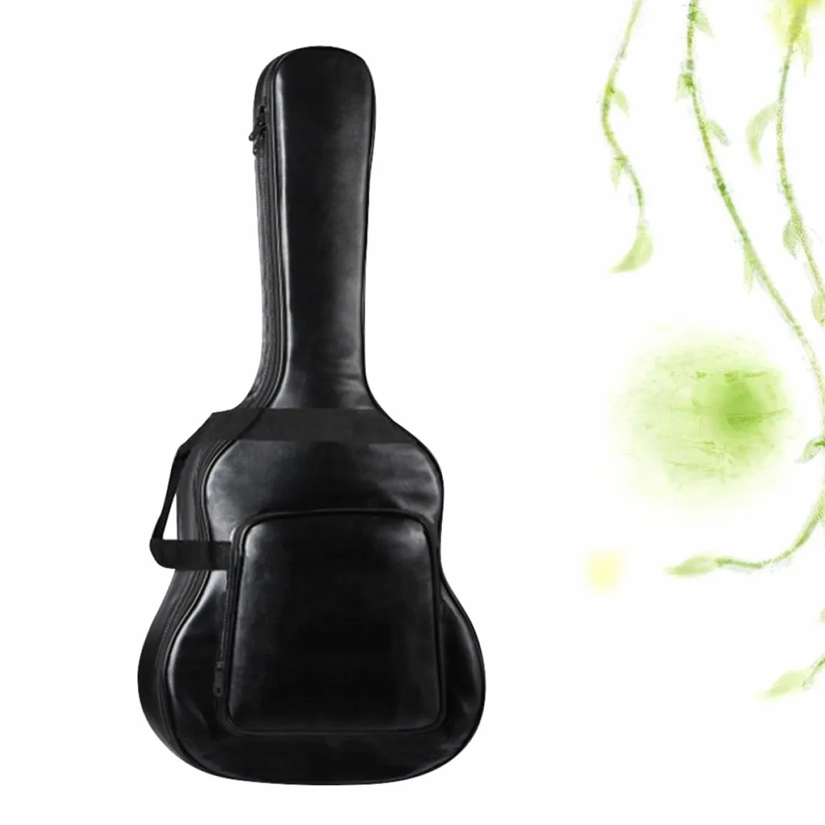 GALPADA Borsa per Chitarra Acustica 40/41 Pollici Pu Nera Doppia Tracolla | Modello Portatile, Design Ergonomico, Tasca Esterna Ampia, Adatta a Esibizioni All'aperto e Training