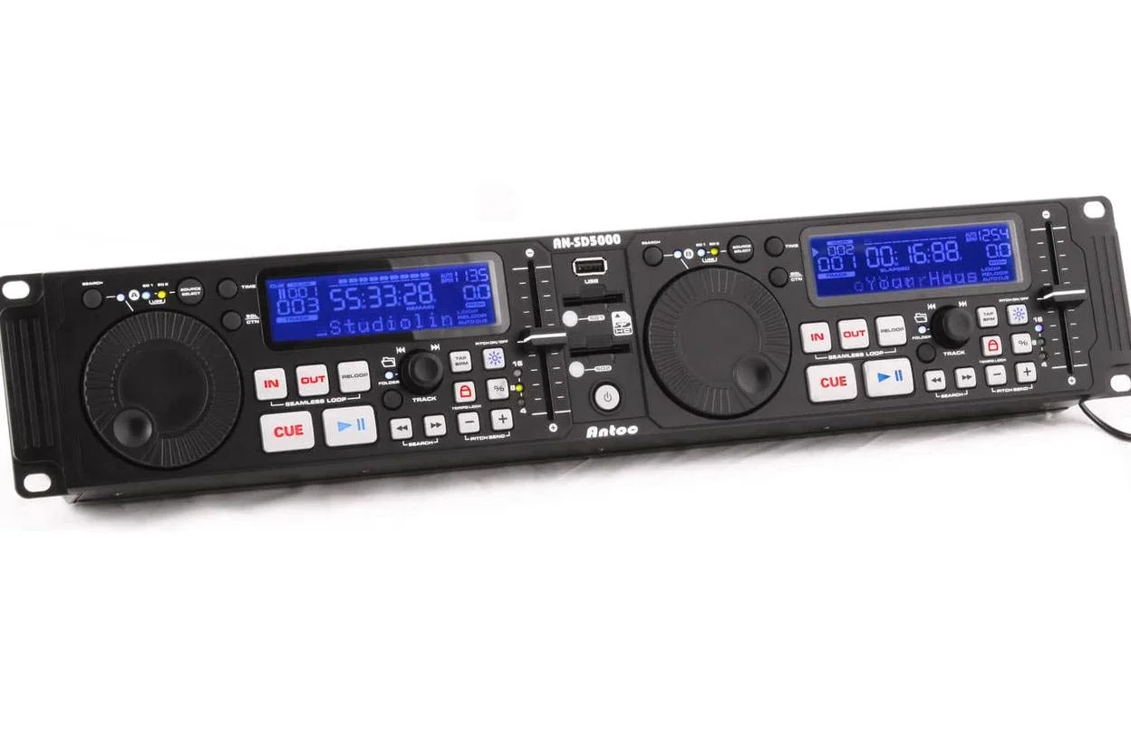Antoc AN-SD5000 - Lettore multimediale doppio, USB 2 x scheda SD, bar, ristoranti, studi di danza, discoteche