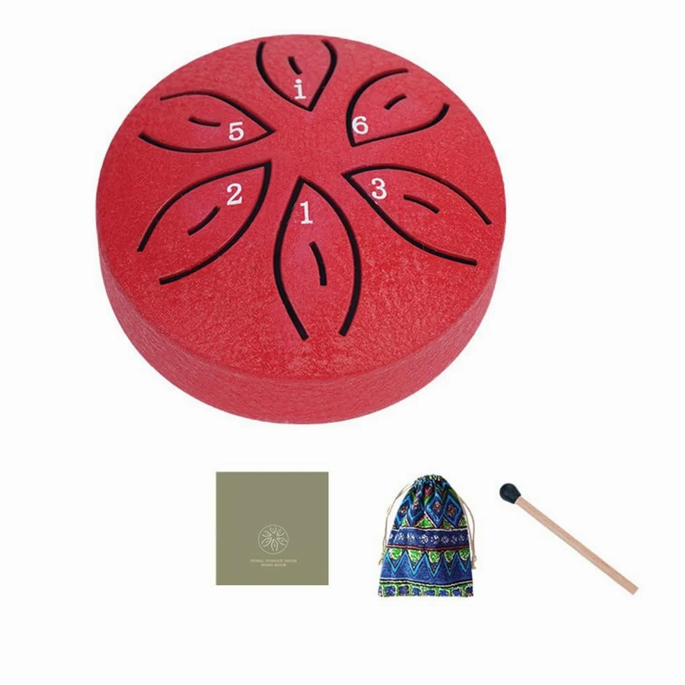 Strumenti Musicali per Bambini Strumenti Orff Artigianato Mini Tamburo Cavo 3 Pollici 6 Toni Rosso