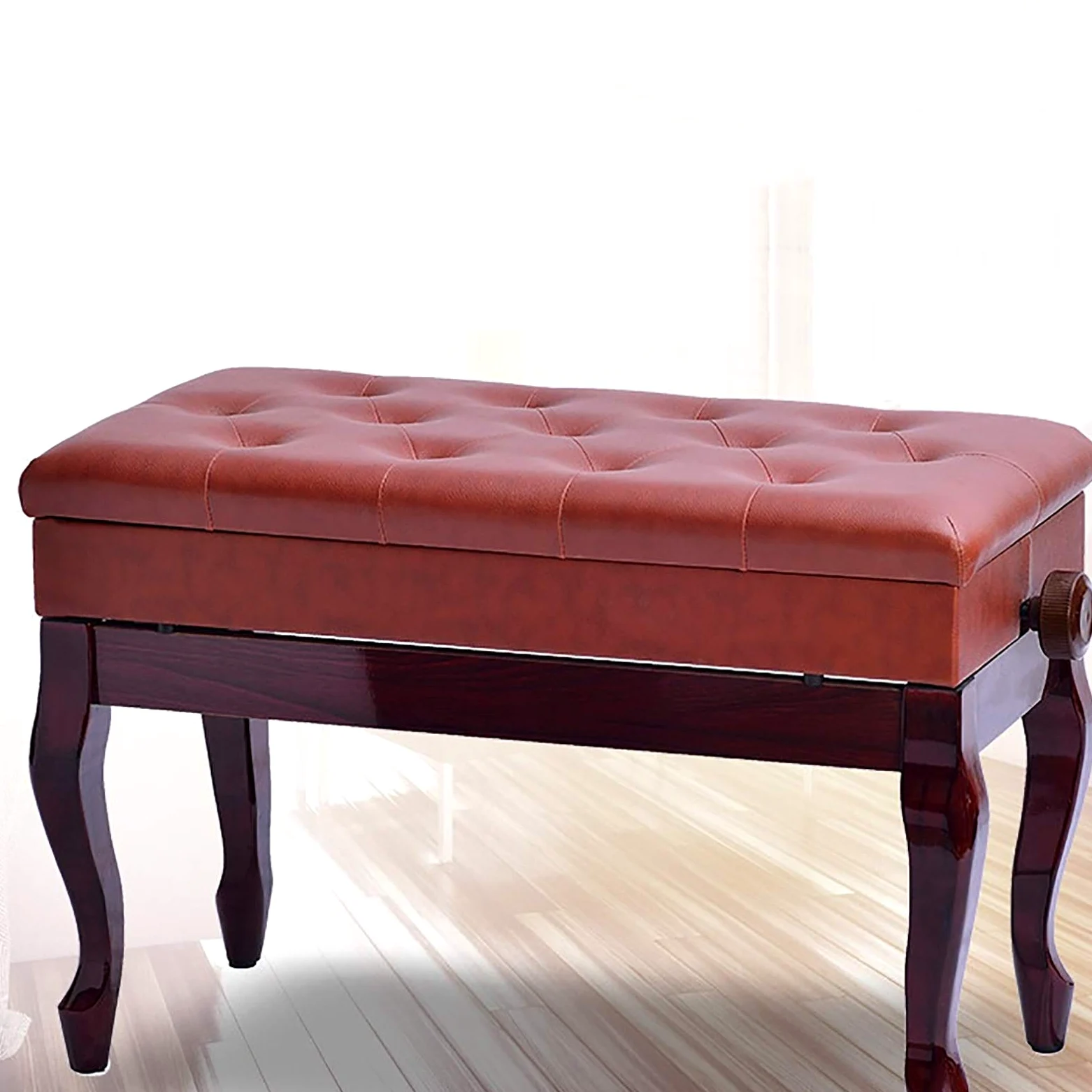 Sgabello regolabile per pianoforte, sgabello per pianoforte con spazio di archiviazione, gambe piegate, sgabello per pianoforte elettrico, struttura in legno massiccio duro (bianco)