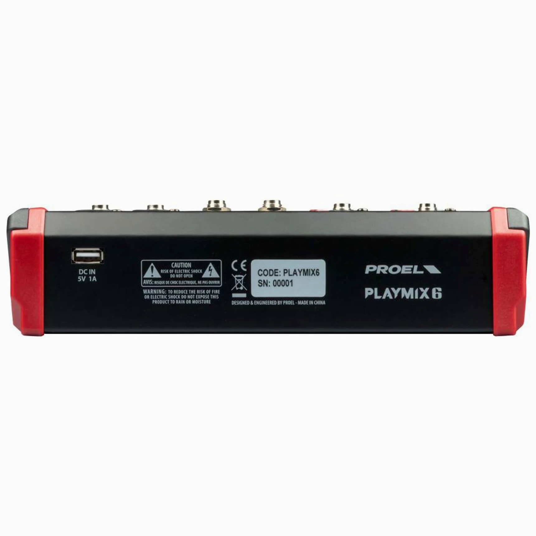 PROEL Proel PLAYMIX6 - Mixer audio a 6 ingressi con modulo bluetooth, lettore MP3 e Registrazione stereo su USB, Nero rifiniture in Rosso