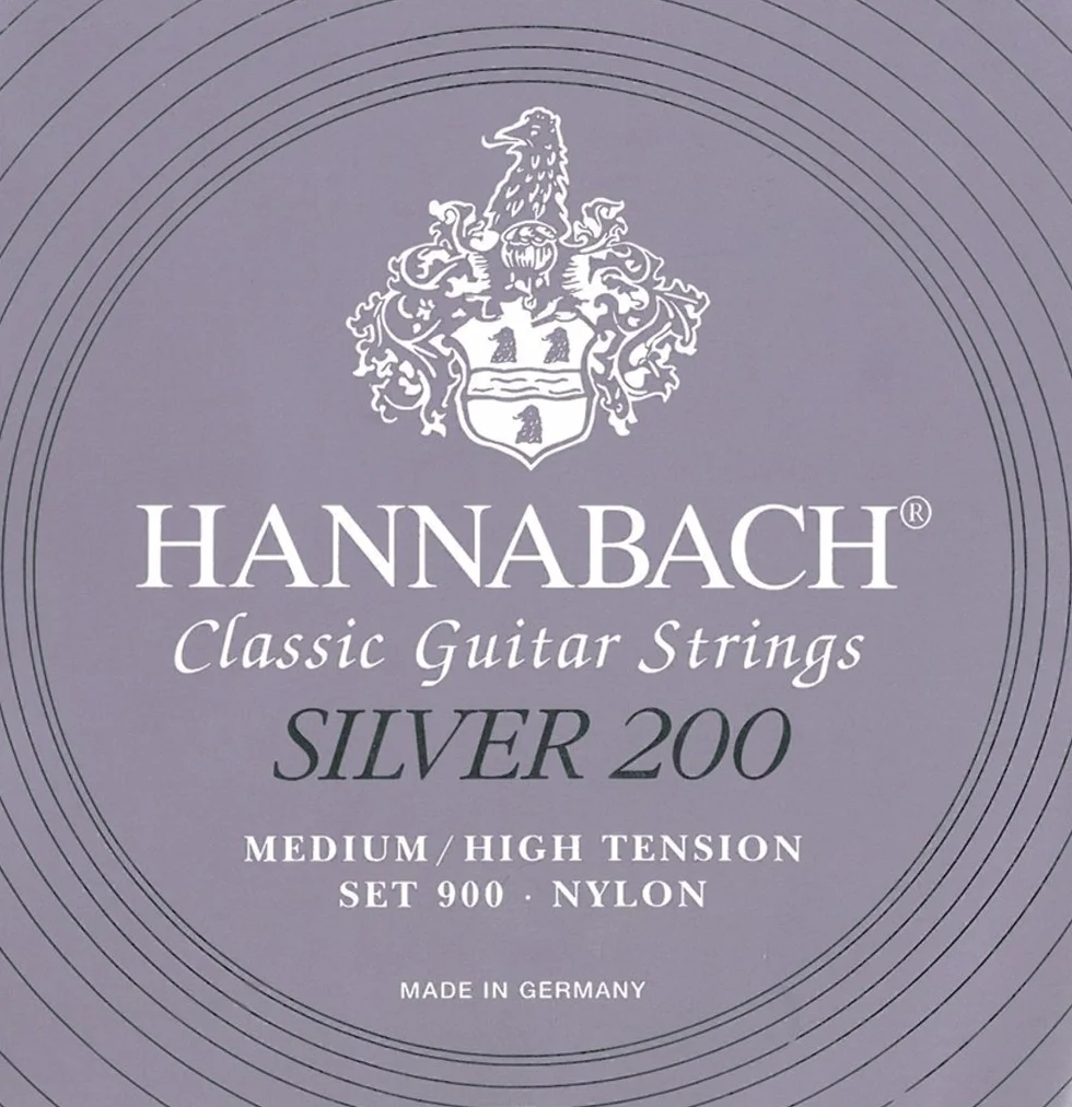 Hannabach corde per chitarra classica Profi Pack Silver 200 Medium/High Tension - 10x set completo con cantini in nylon - 900PPMHT