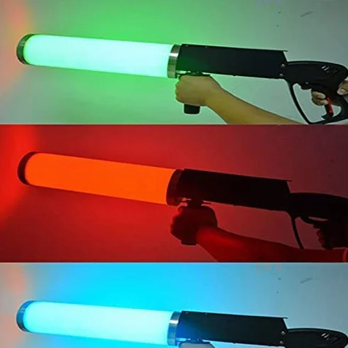 Macchina del Fumo a Cannone a CO2, Pistola a Cannone a CO2 a LED Portatile Macchina a Getto RGB Club Bar Effetti DJ Fogger Pistola fumogena con luci controllabili