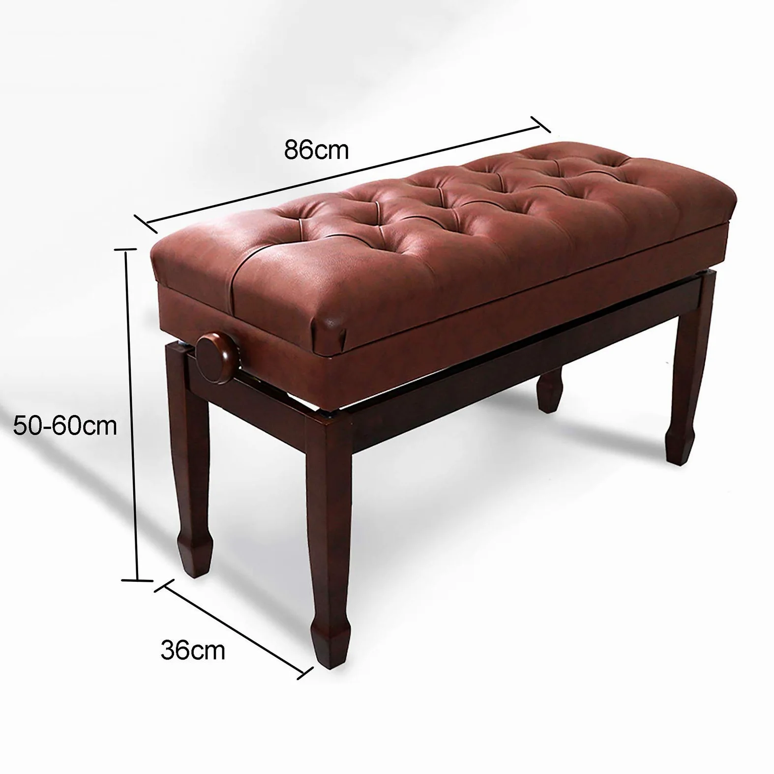 Sgabello regolabile per pianoforte, con contenitore, impermeabile, in pelle PU, per adulti, 50-60 cm
